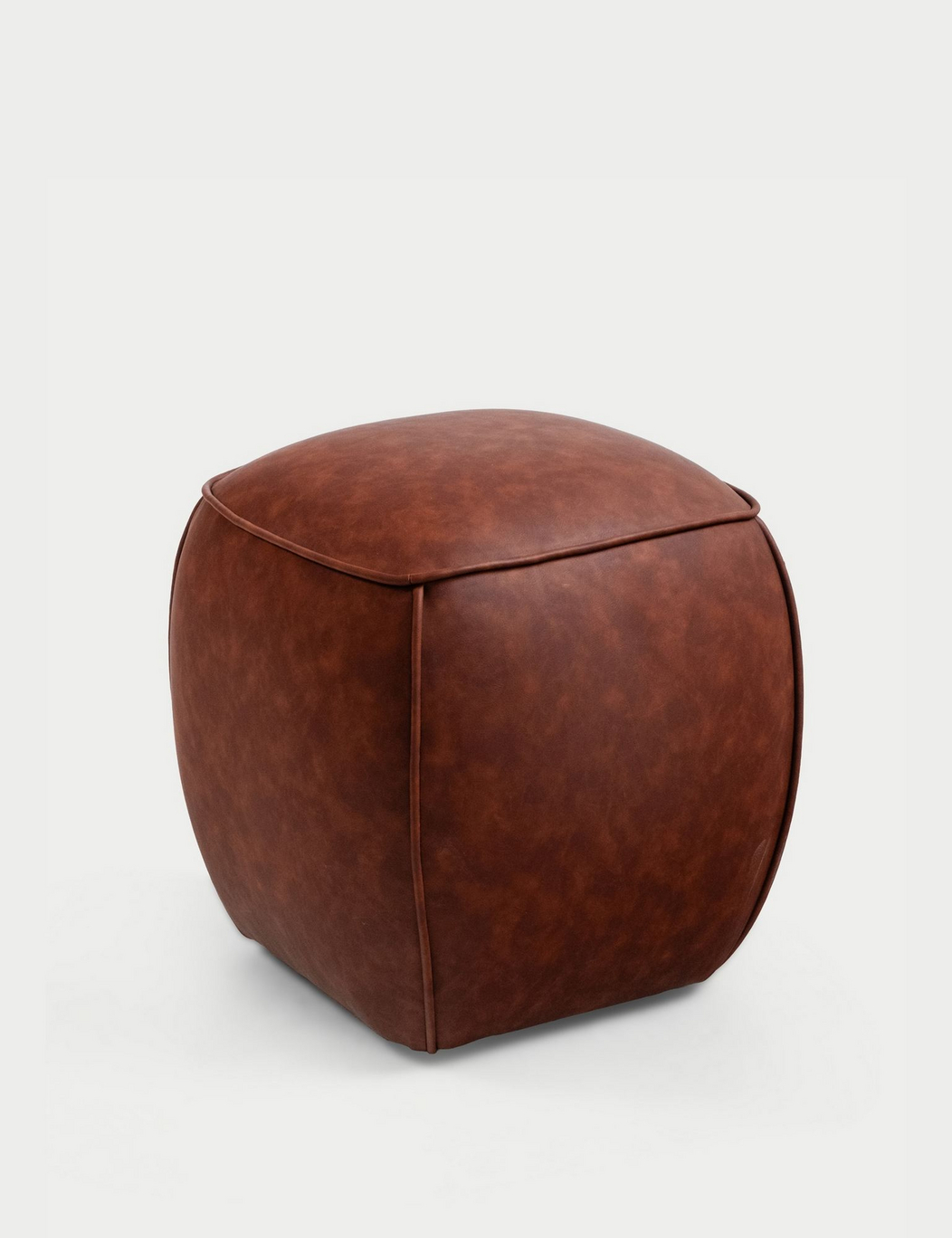 Norda Design Stilren puff, 40 cm, brun, ram i 100% bokträ och veganskt läder, 44 cm höjd | Perfekt för modern inredning