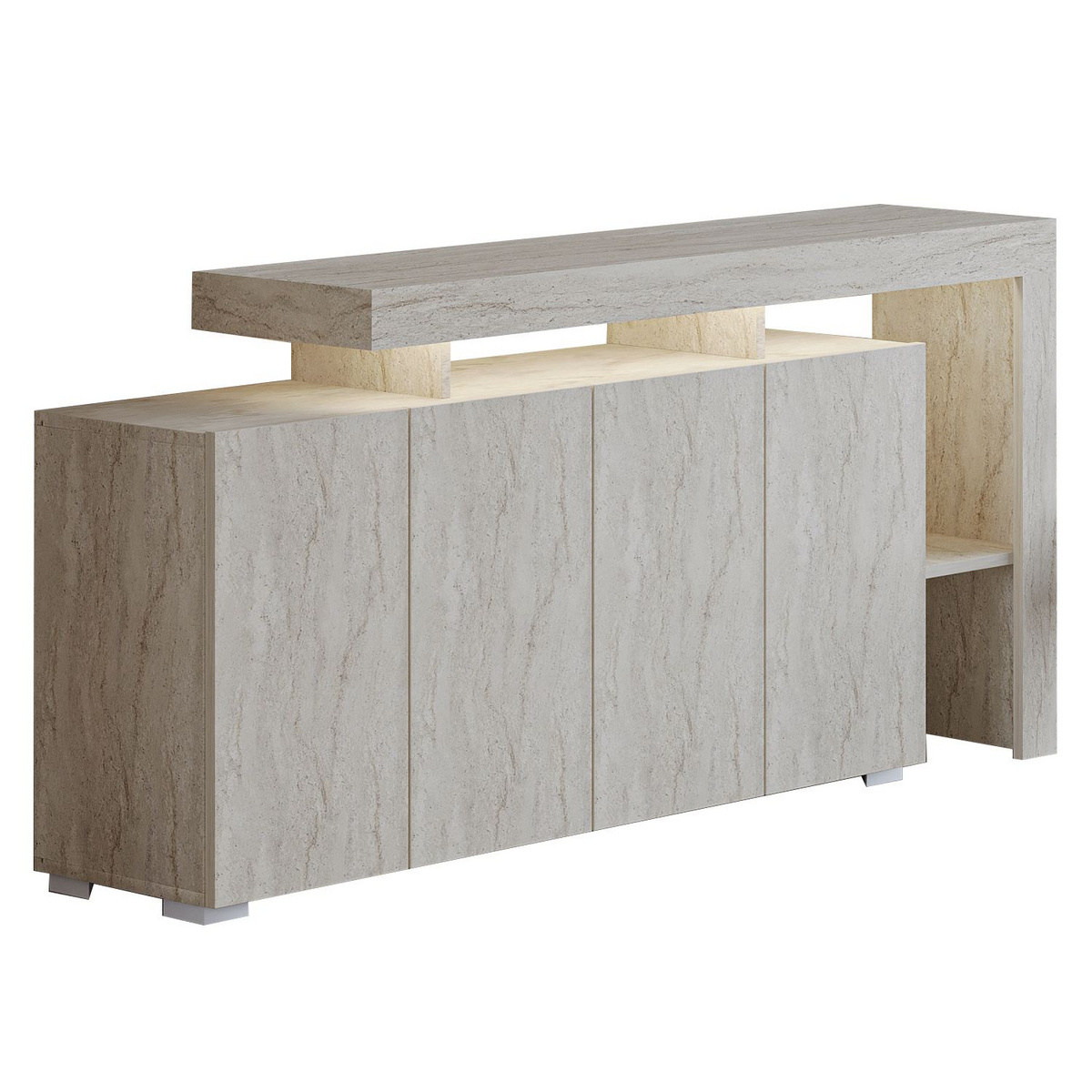 Norda Design Modernt konsolbord med LED-belysning i travertinfärg, 170x80x35 cm | 100% melaminbelagt | väggmonterbart