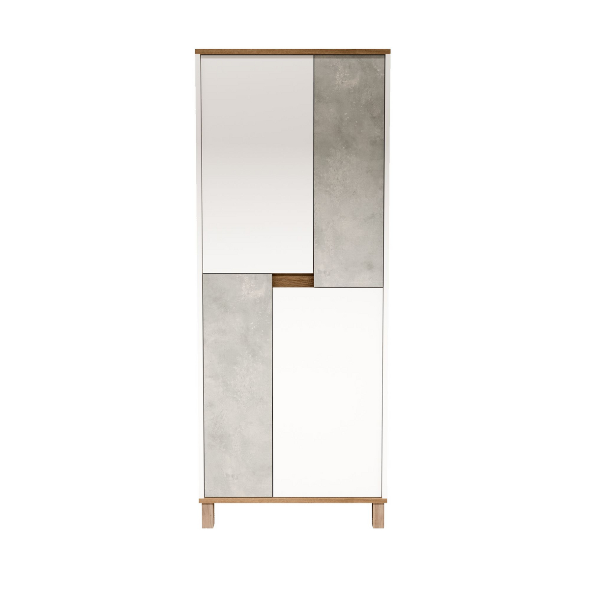Norda Design Multiskåp Nord, vit/ek/grå, 40 × 69,7 × 175 cm