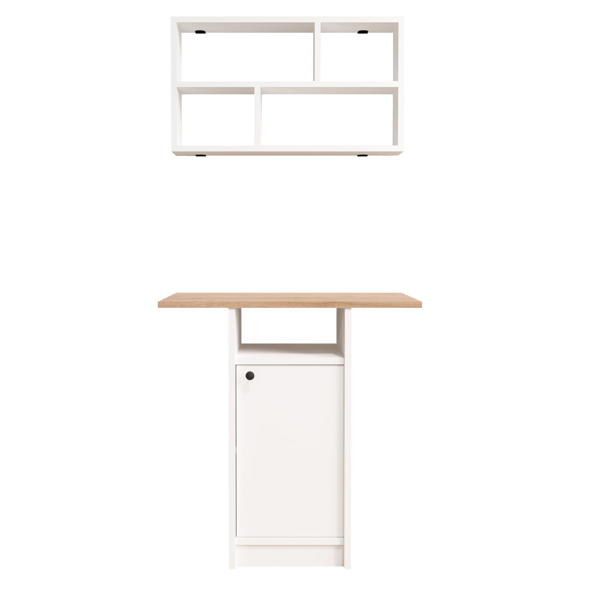 Norda Design Matbord och vägghylla, 2 delar Nord, vit/ek, 44,5 × 72 × 73,8 cm