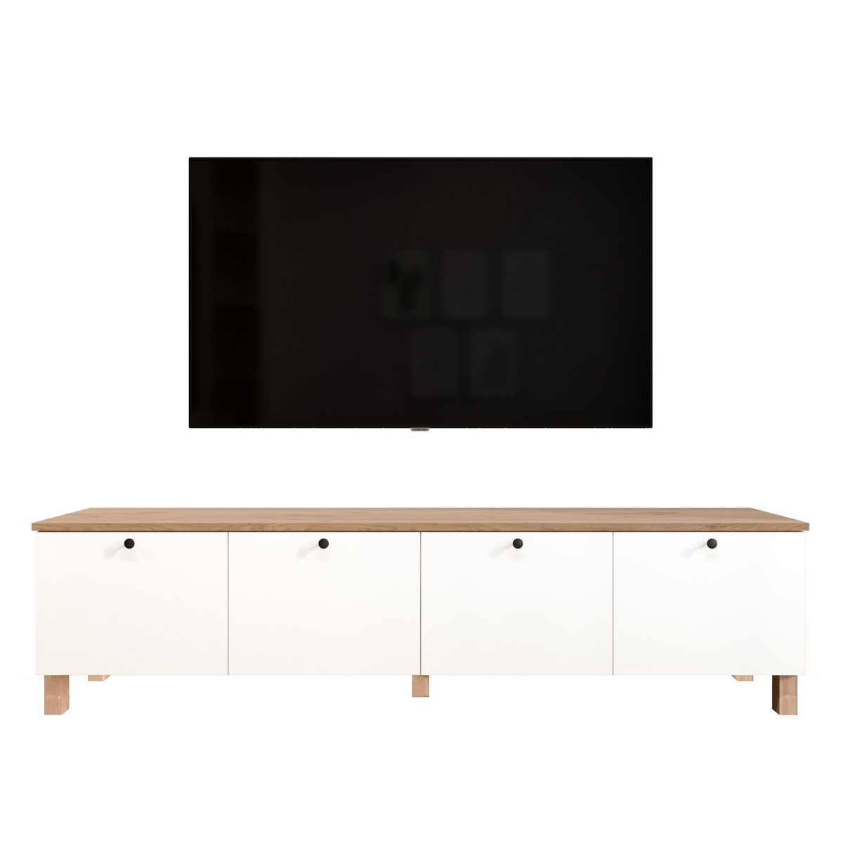 Norda Design TV-bänk Nord, vit/ek, 34,1 × 180 × 45,6 cm