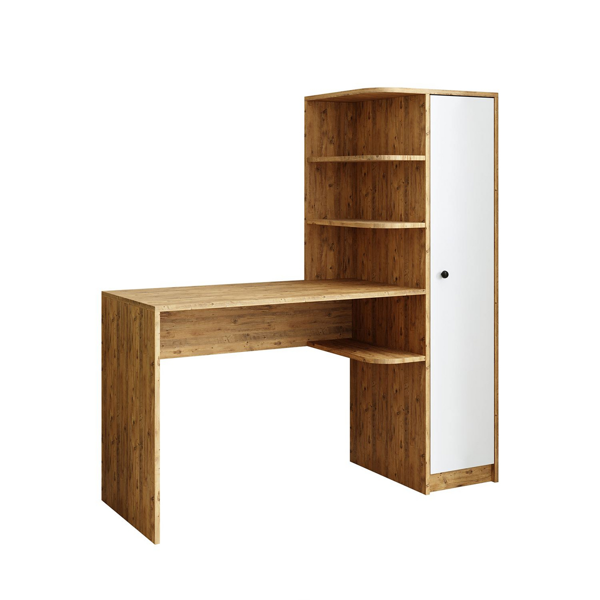 Norda Design Skrivbord och bokhylla Academe, atlantfuru/vit, 50 × 143,2 × 143,2 cm (modell 1)