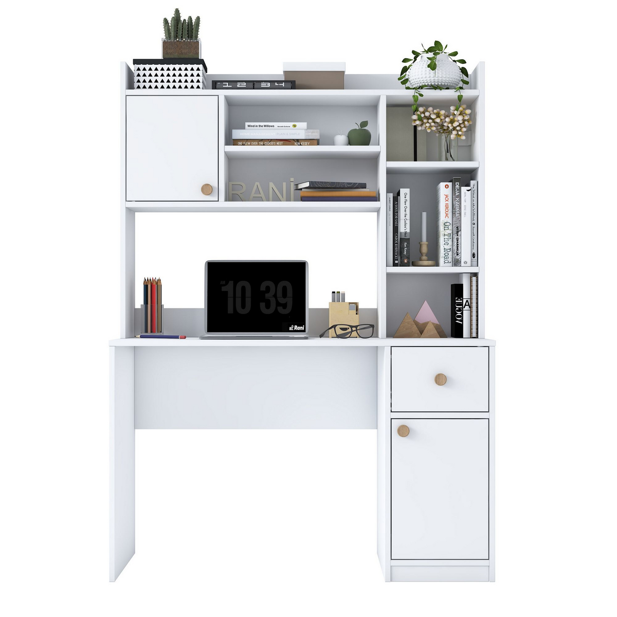 Norda Design Skrivbord och bokhylla Studia, vit, 50 × 120 × 166 cm