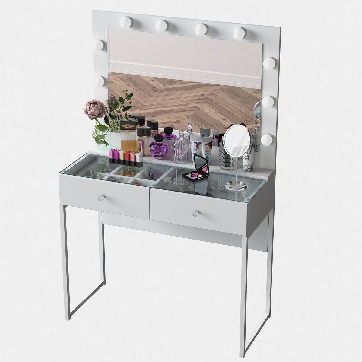 Norda Design Sminkbord Vanita, vit, 40 × 90 × 141,8 cm