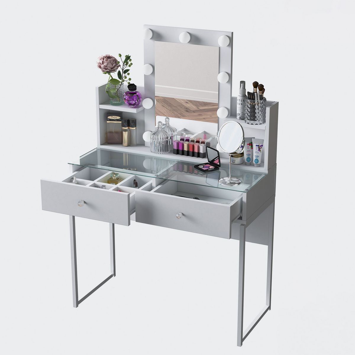 Norda Design Sminkbord Bellezza, vit, 40 × 90 × 136,8 cm