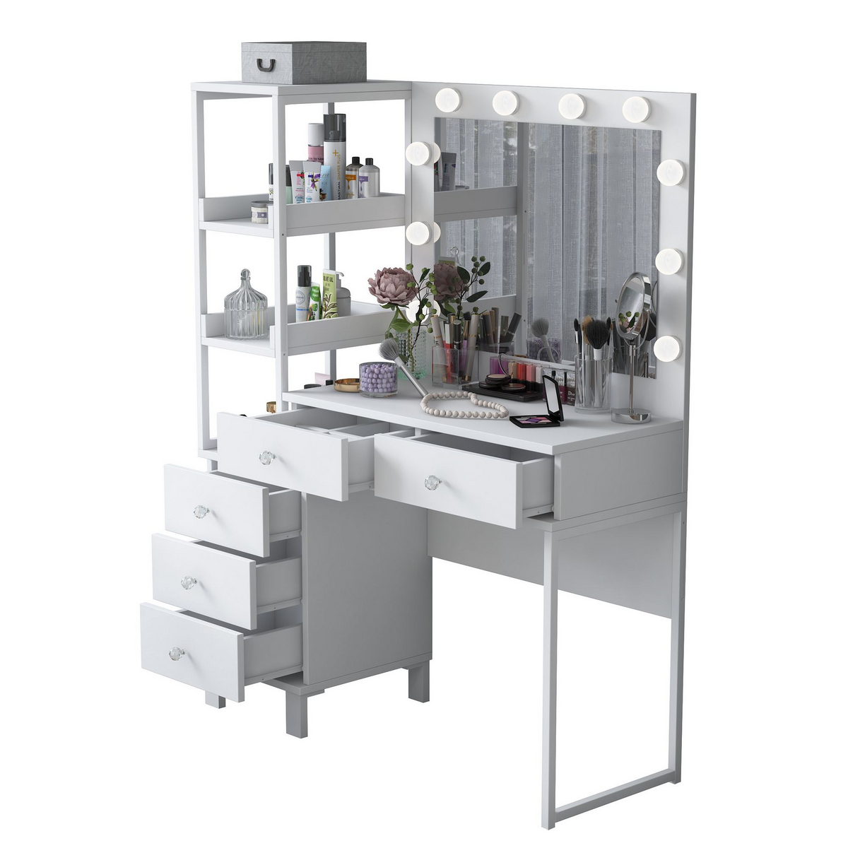 Norda Design Sminkbord Parure, vit, 40 × 110 × 141,8 cm