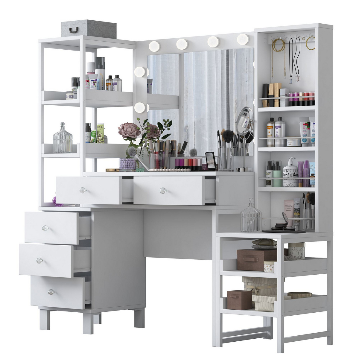 Norda Design Sminkbord Delice, vit, 40 × 145 × 141,8 cm