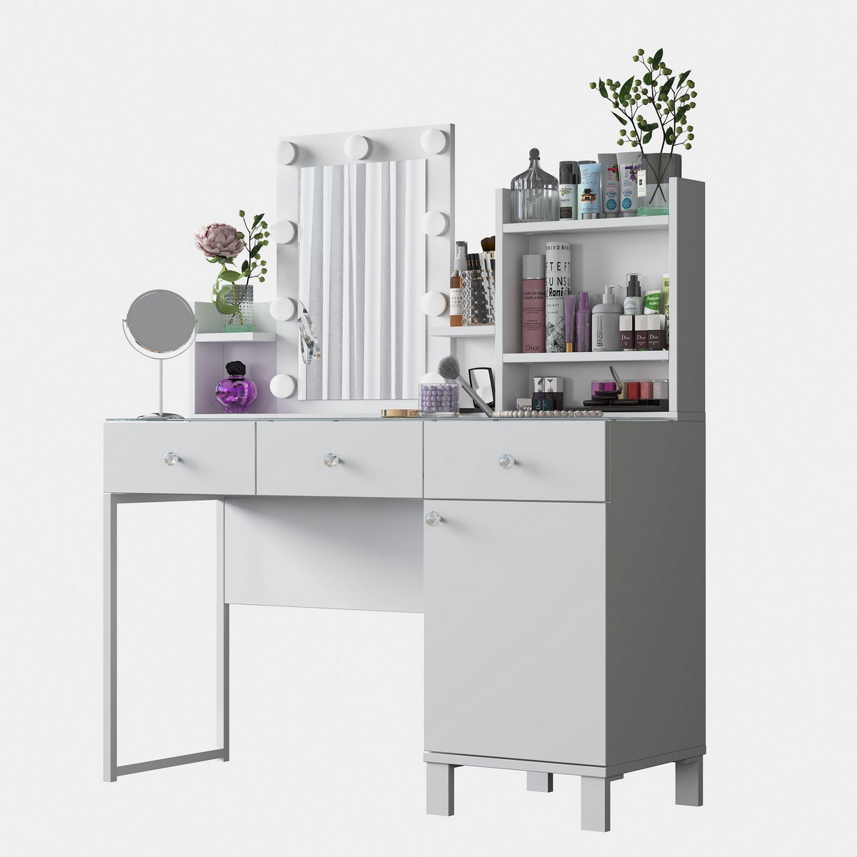 Norda Design Sminkbord Miroir, vit, 40 × 120 × 136,8 cm