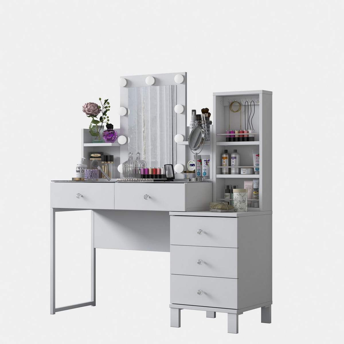 Norda Design Sminkbord Reflet, vit, 40 × 120 × 136,8 cm