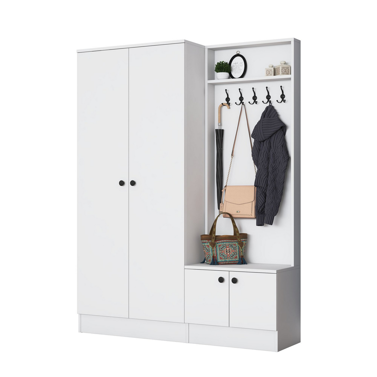 Norda Design Hallmöbel Entryway, vit, 37,5 × 139,6 × 182,8 cm