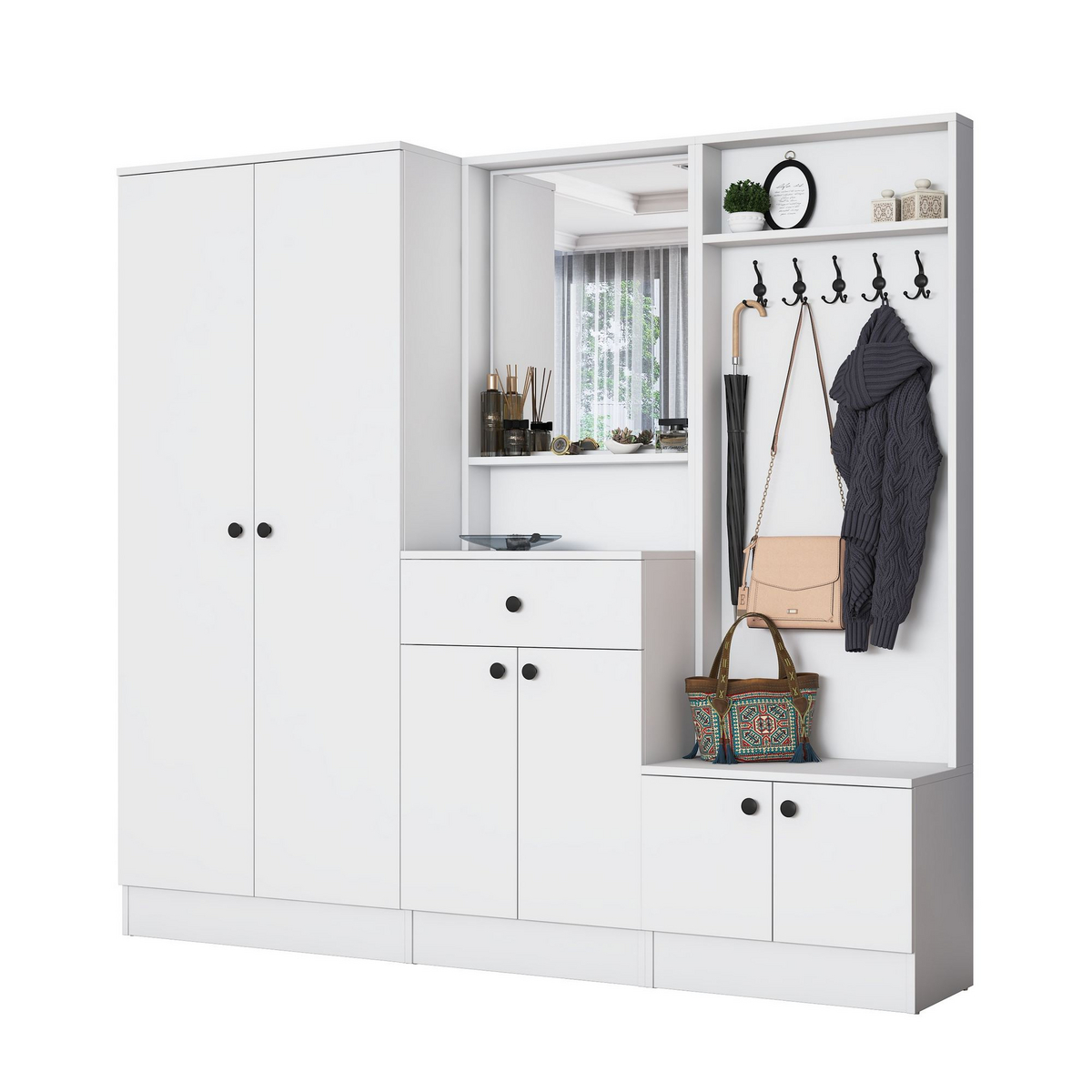 Norda Design Hallmöbel Welcome Post, vit, 37,5 × 199,4 × 182,2 cm