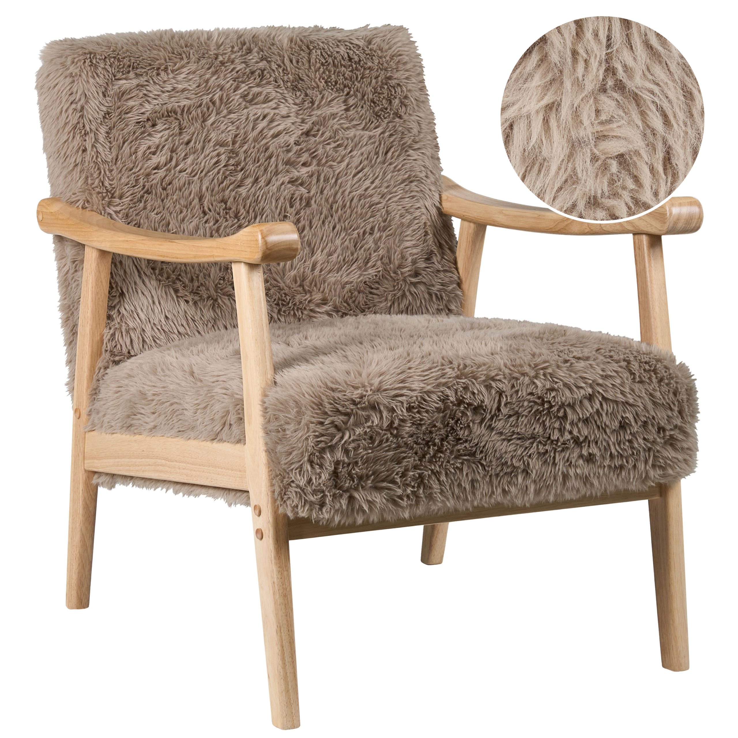 Fåtölj LEKNES Fuskpäls Taupe