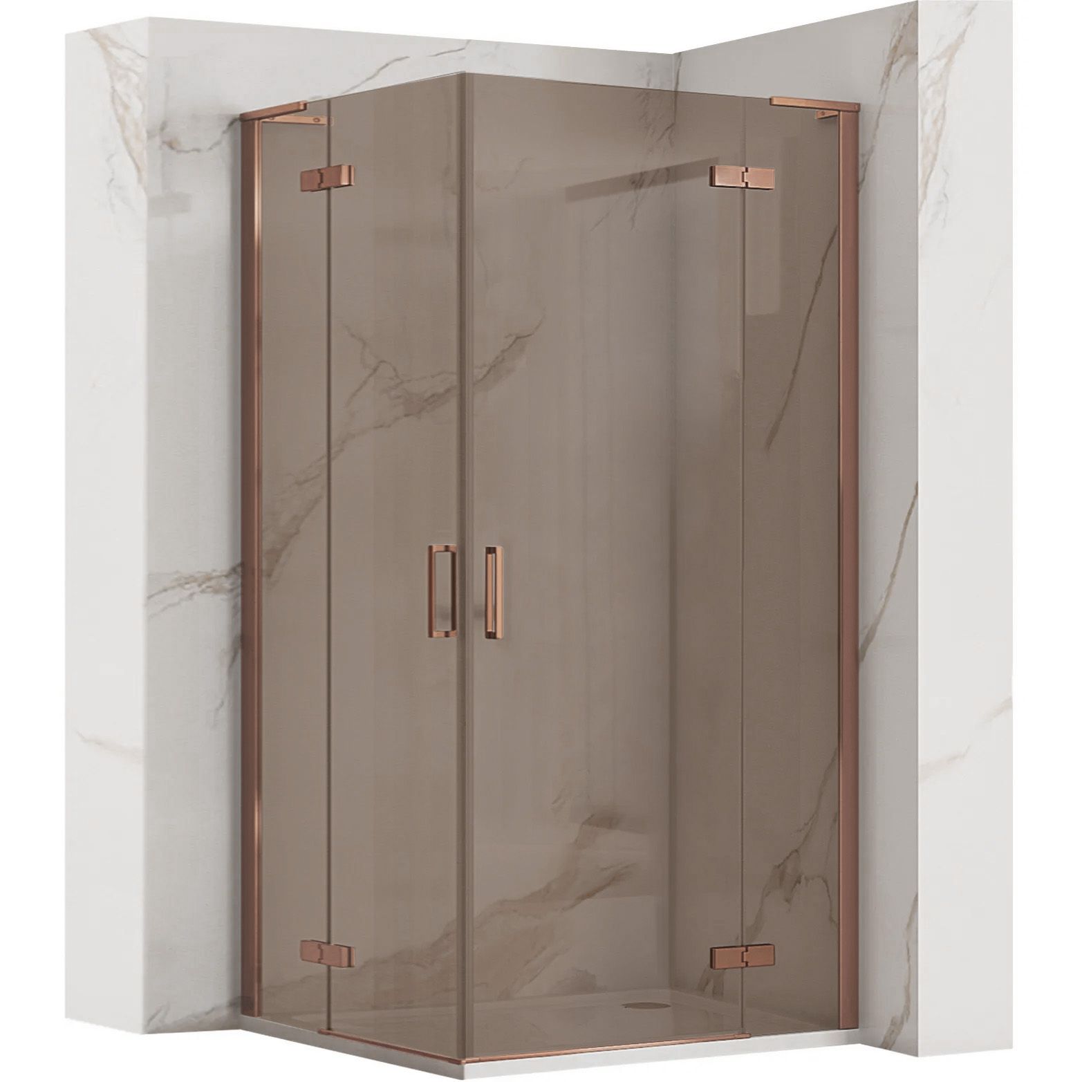 REA Duschkabin Hugo Double 80x80 80x80 Borstad Koppar, 80x80x200,5cm