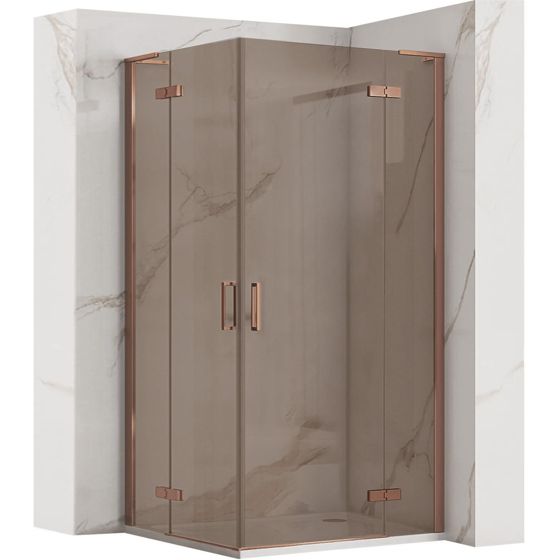REA Duschkabin Hugo Double 80x80 80x80 Borstad Koppar, 80x80x200,5cm