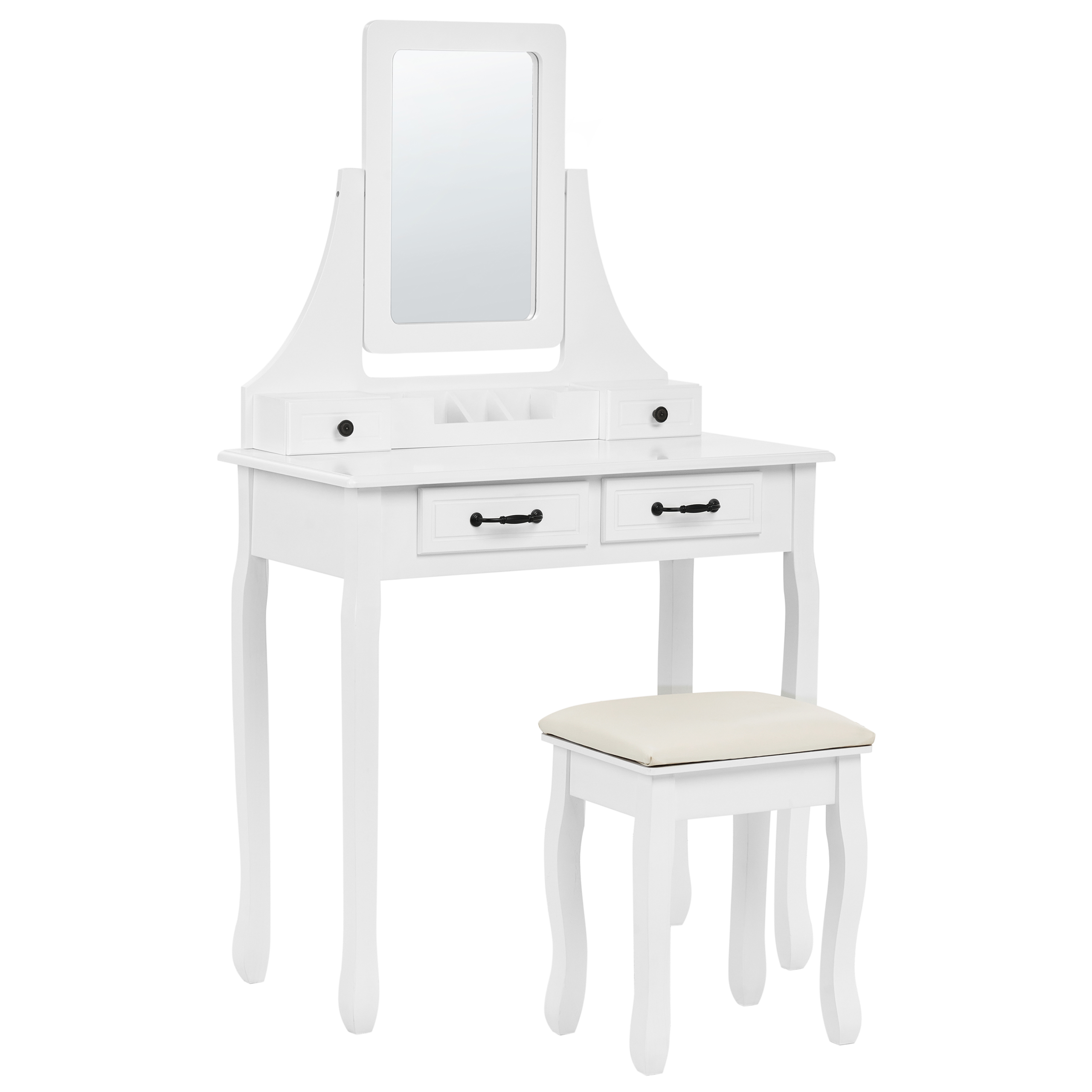 Sminkbord med spegel och pall RAYON Vit