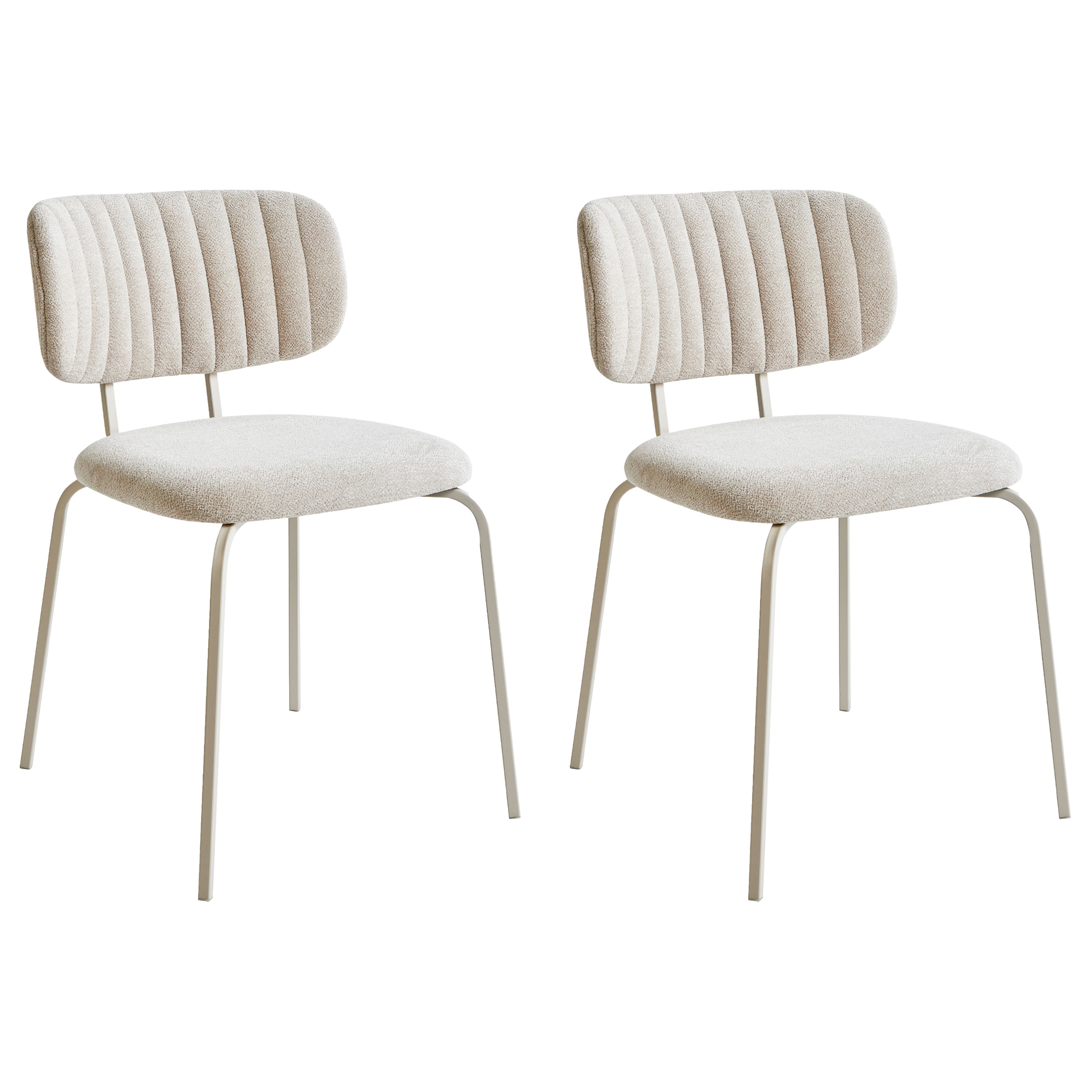 Set med 2 matstolar IRINS Chenille Ljusbeige