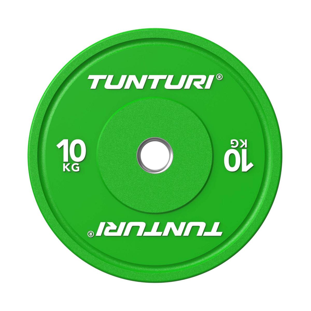 Tunturi Platinum Bumper Plate viktskiva, grön, 50 mm, 10 kg