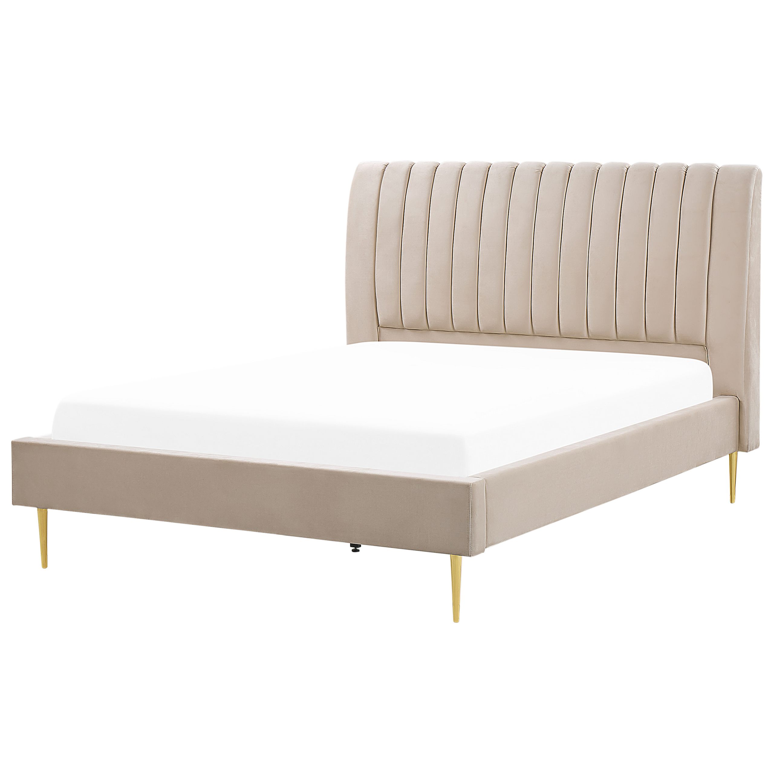Säng med lamellram Sammet MARVILLE 160 x 200 cm Beige