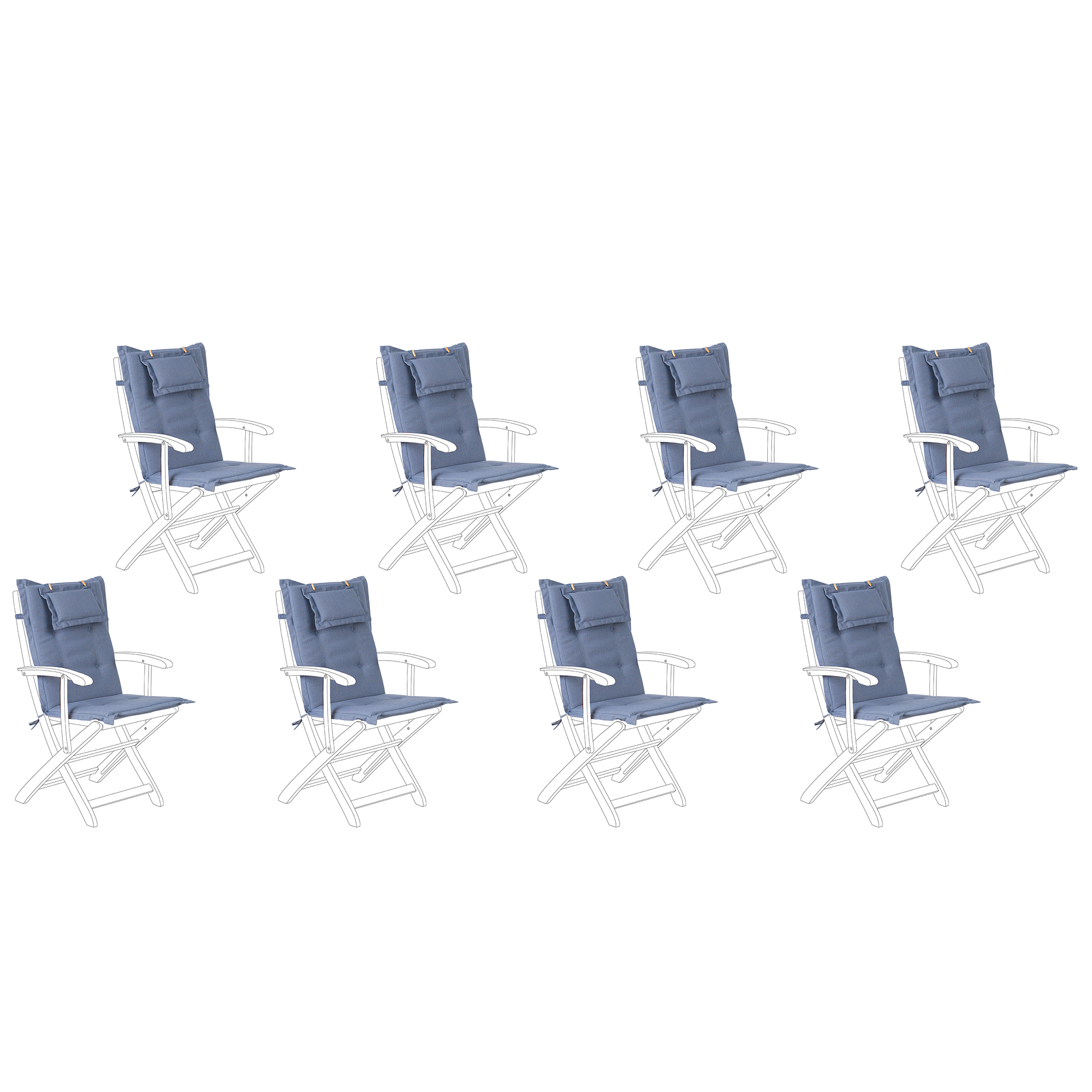 Set med 8 rygg-/sittdynor MAUI 40 x 54 cm Blå