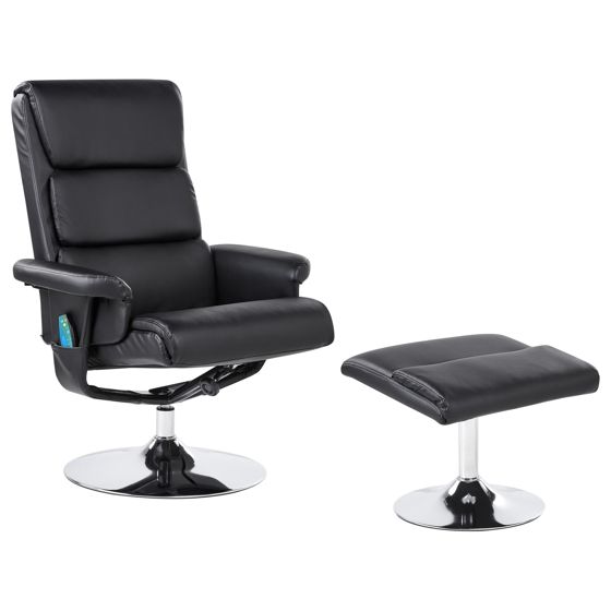 Massagestol LEGEND med fotpall Konstläder Svart