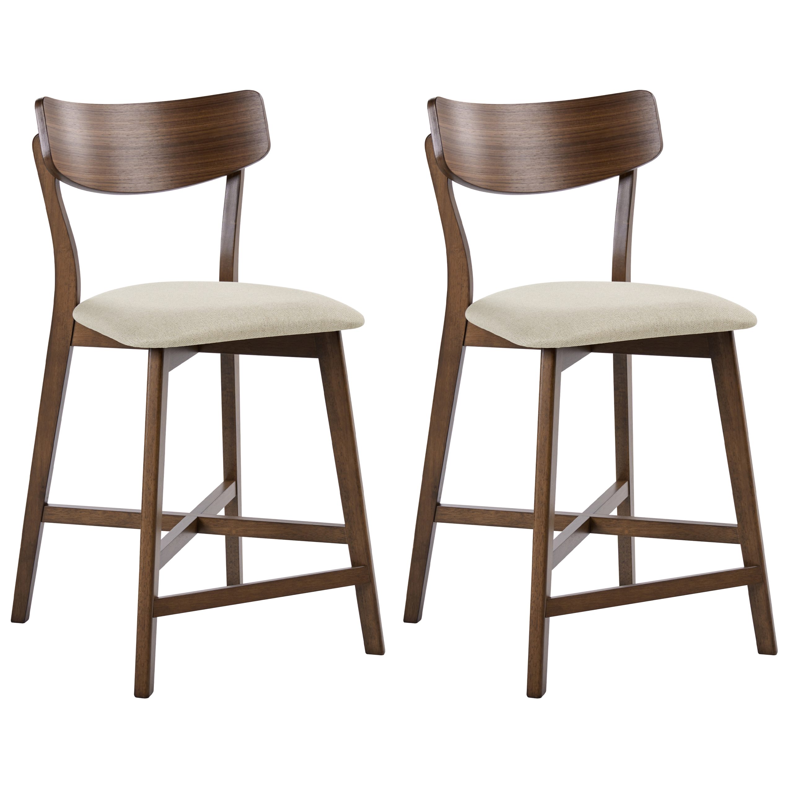 Set med 2 barstolar HOLLY Trä Brun/ Beige