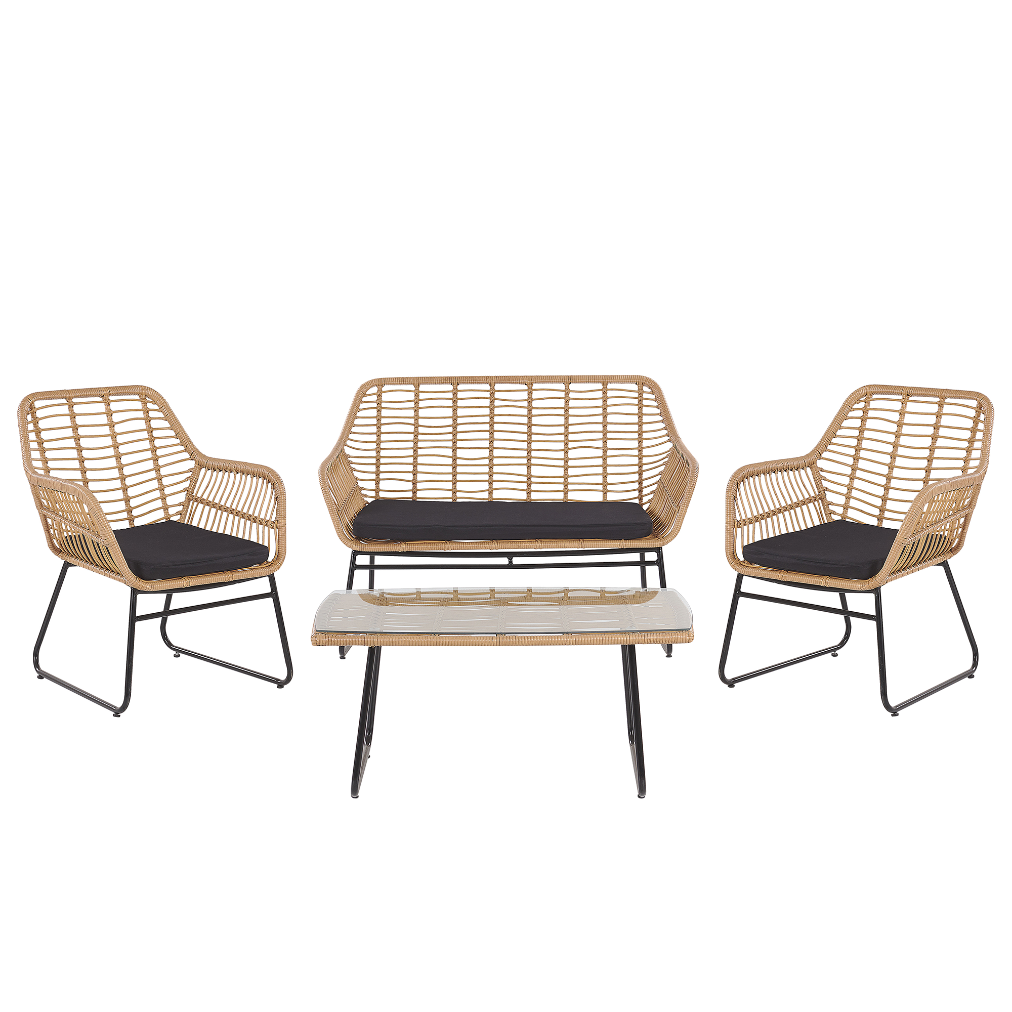 Trädgårdssoffgrupp med bord 4-sits MINORI Konstrotting Beige