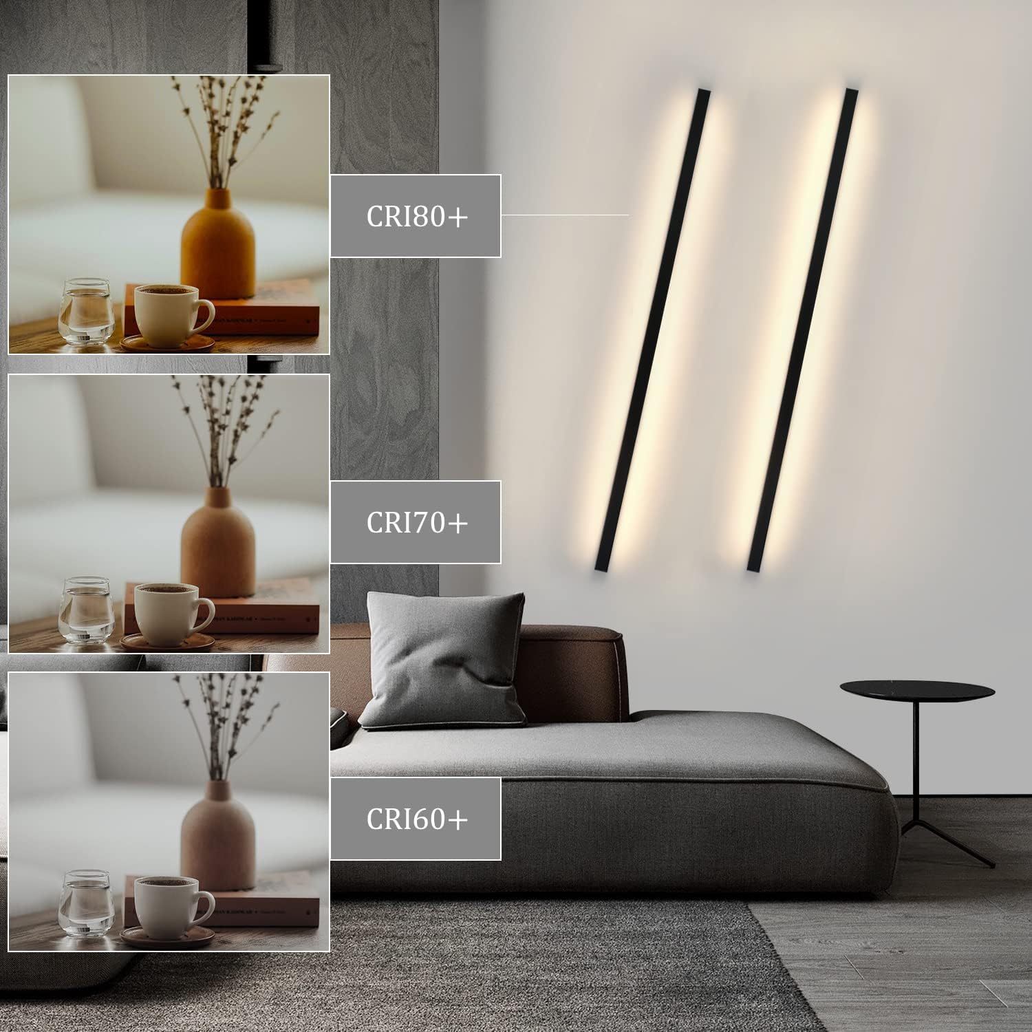 NETTLIFE 2 LED-vägglampor inomhusvägglampa 100 cm svart modern design dimbar varmvit