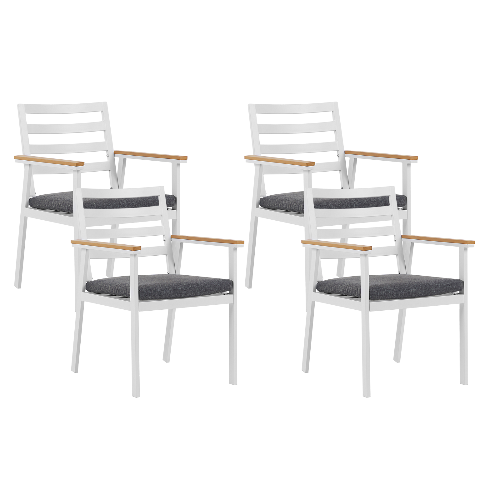 Set med 4 stolar med dynor CAVOLI Metall Grå
