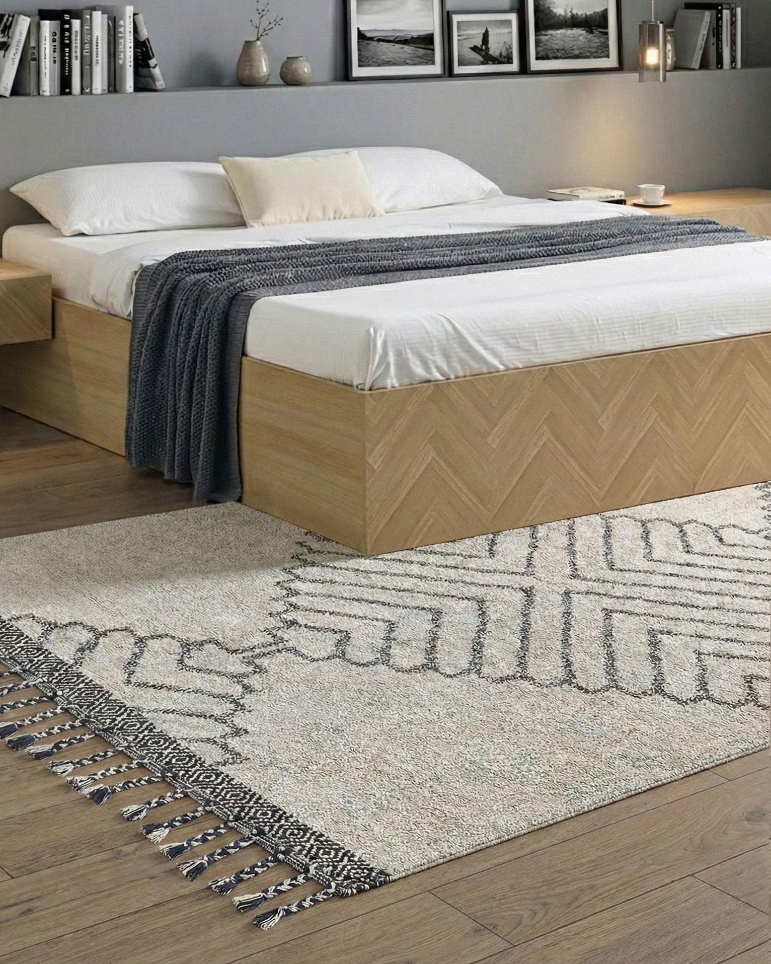 Matta ERAY Ljusbeige 140 x 200 cm Bomull