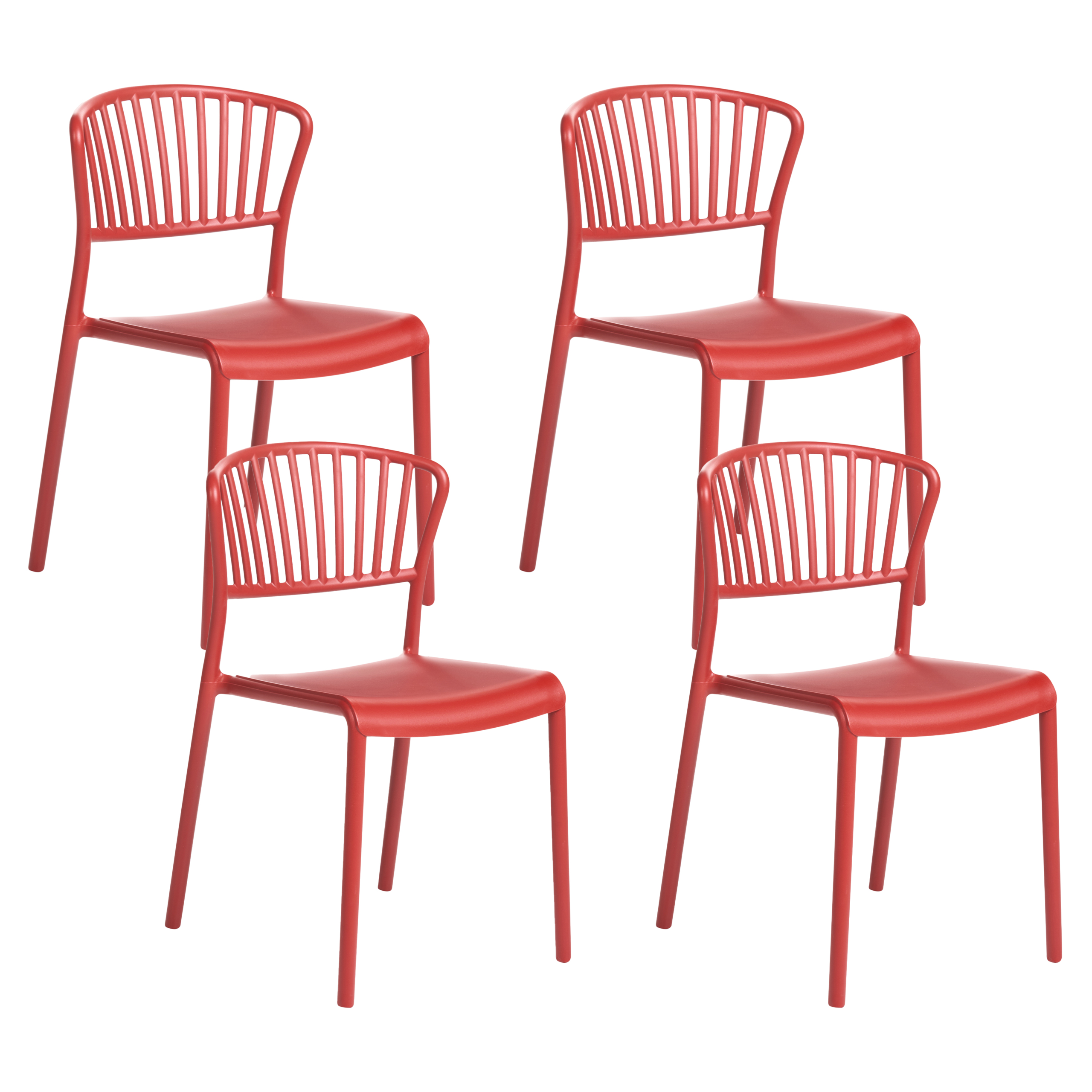 Set med 4 trädgårdsstolar GELA Röd