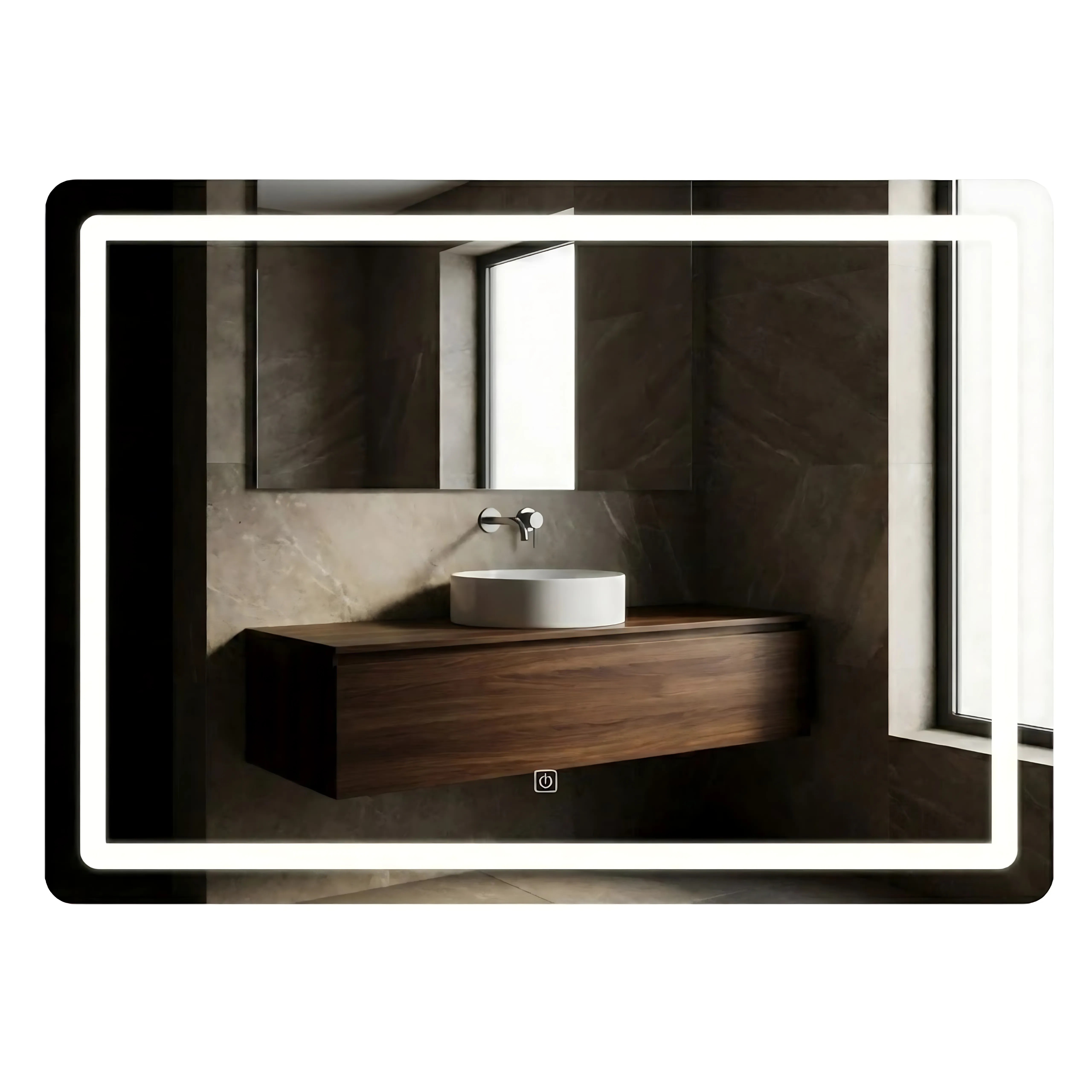 REA spegel LED SQUARE 80x60cm Vit 2x80x60cm