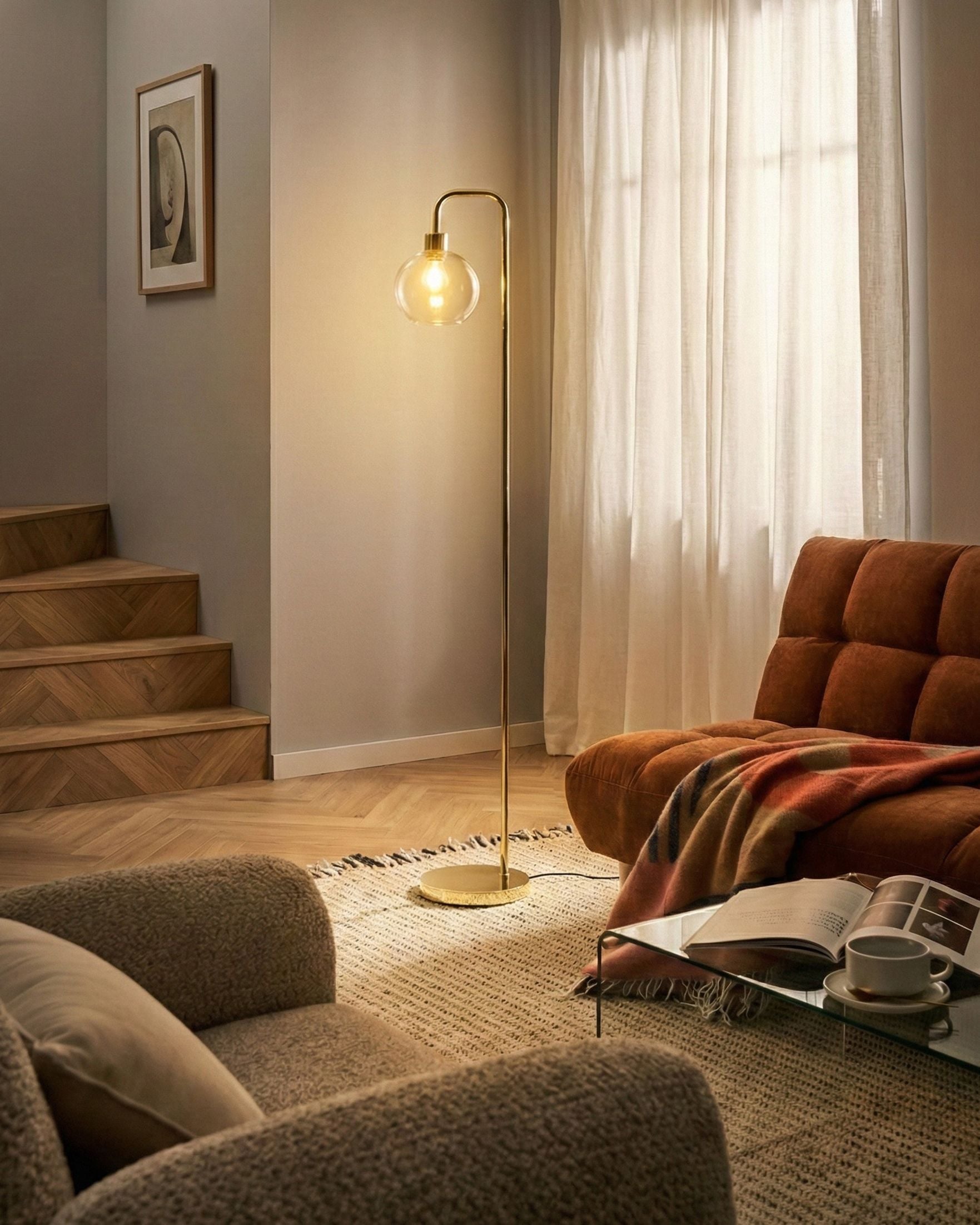 Golvlampa OKAVANGO Metall Guld