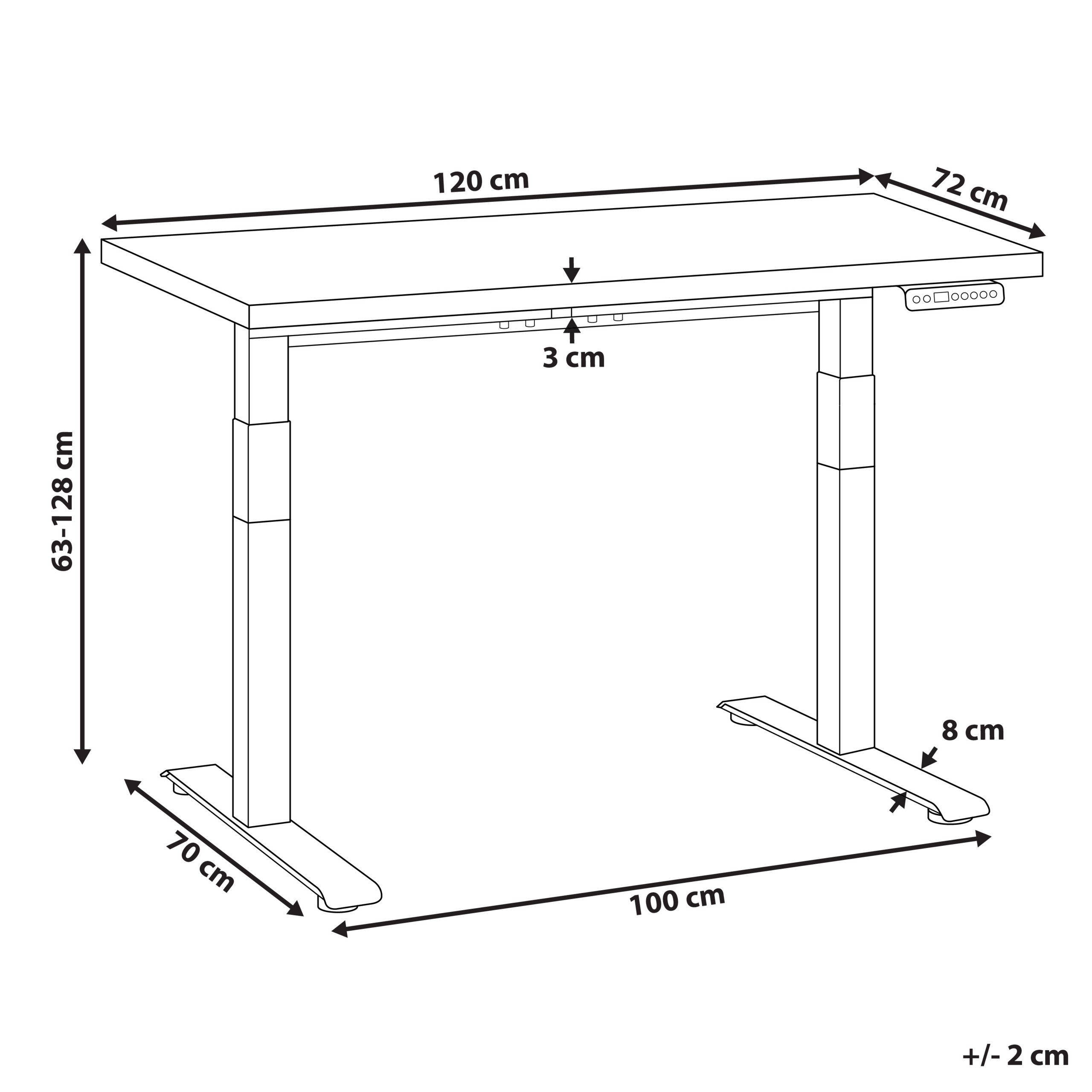 Elektriskt höj- och sänkbart skrivbord DESTINES 120 cm 72 cm Grå/ Vit