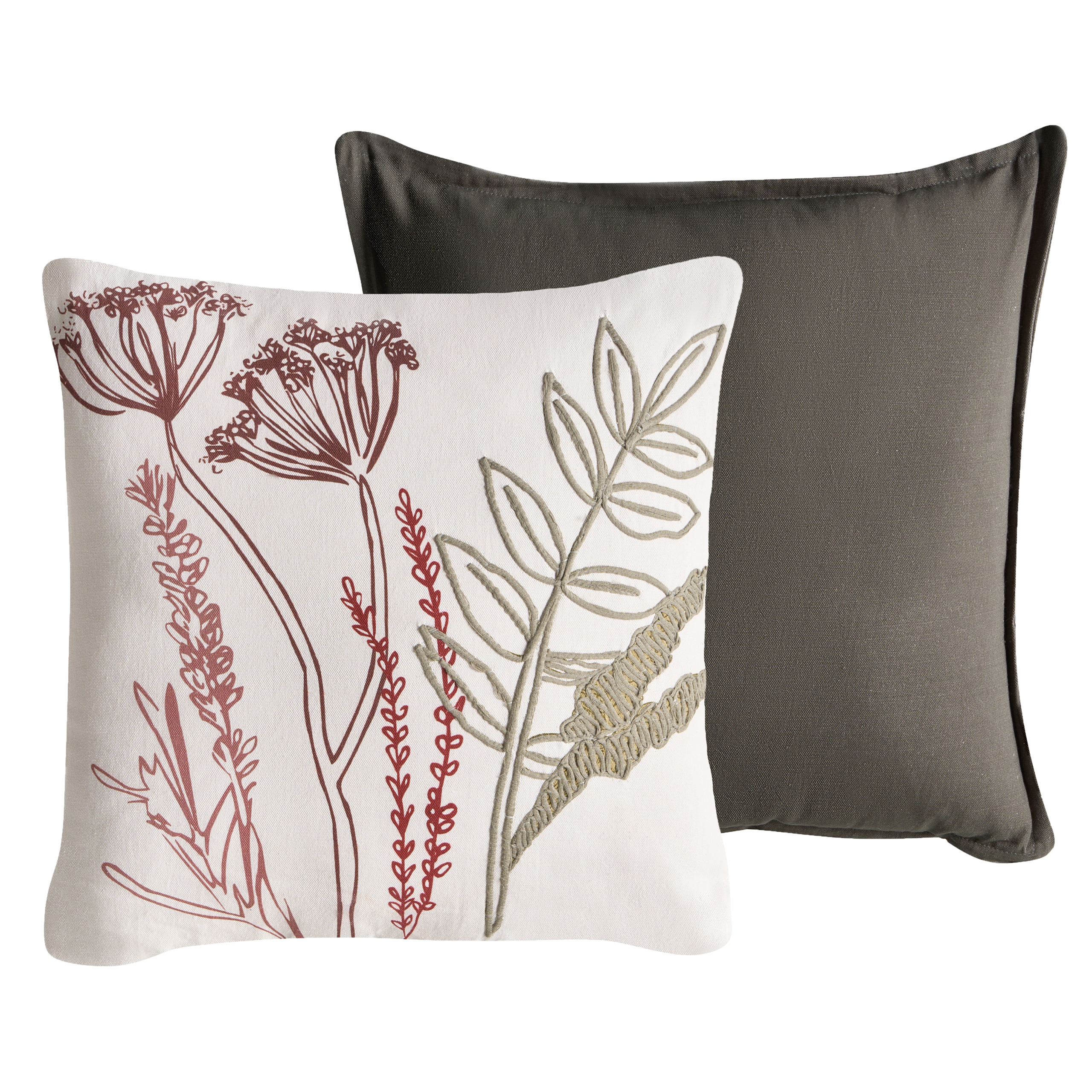 Set med 2 prydnadskuddar AGLAIA 45 x 45 cm Bomull Vit Blommigt tryck
