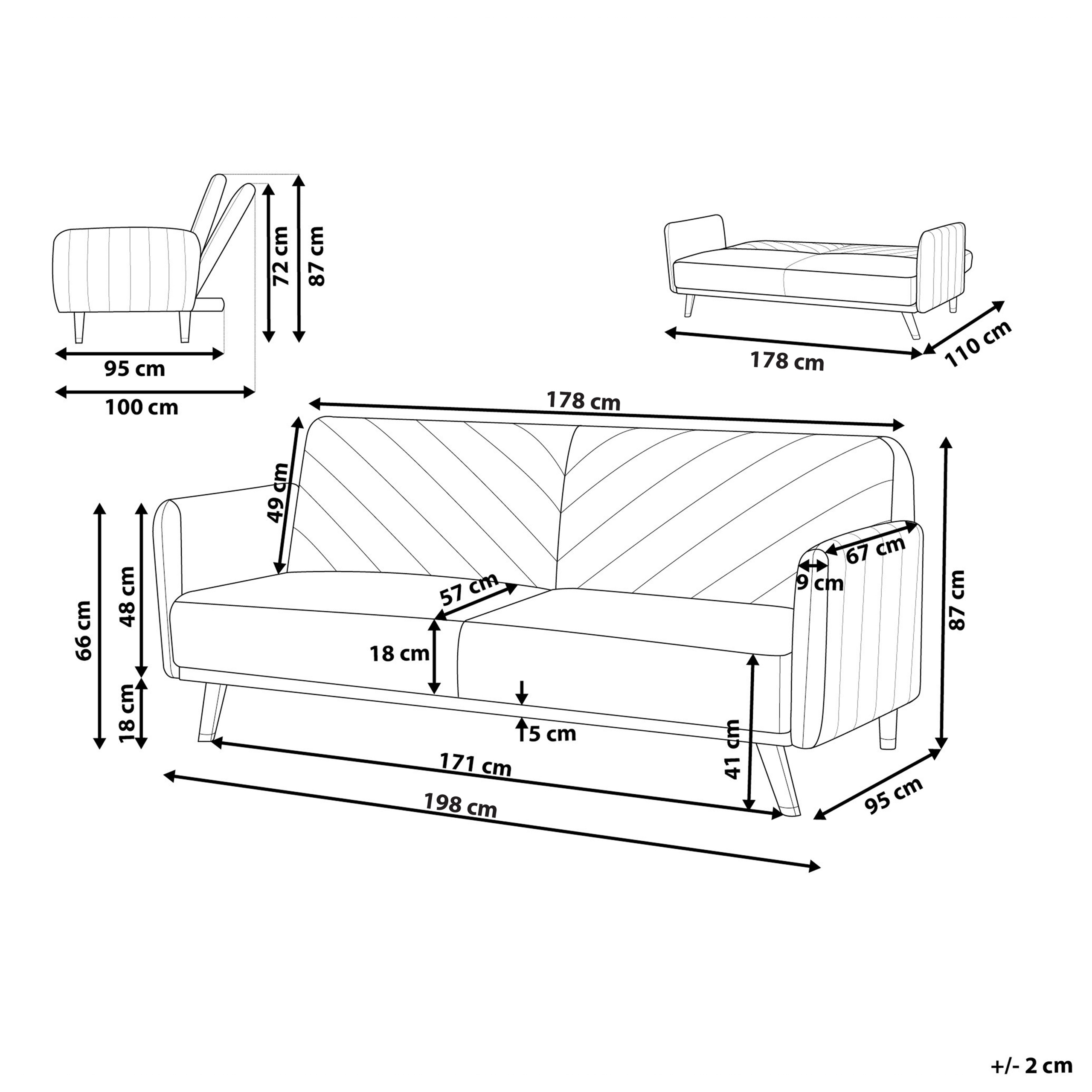 Bäddsoffa 3-sits SENJA Sammet Smaragdgrön