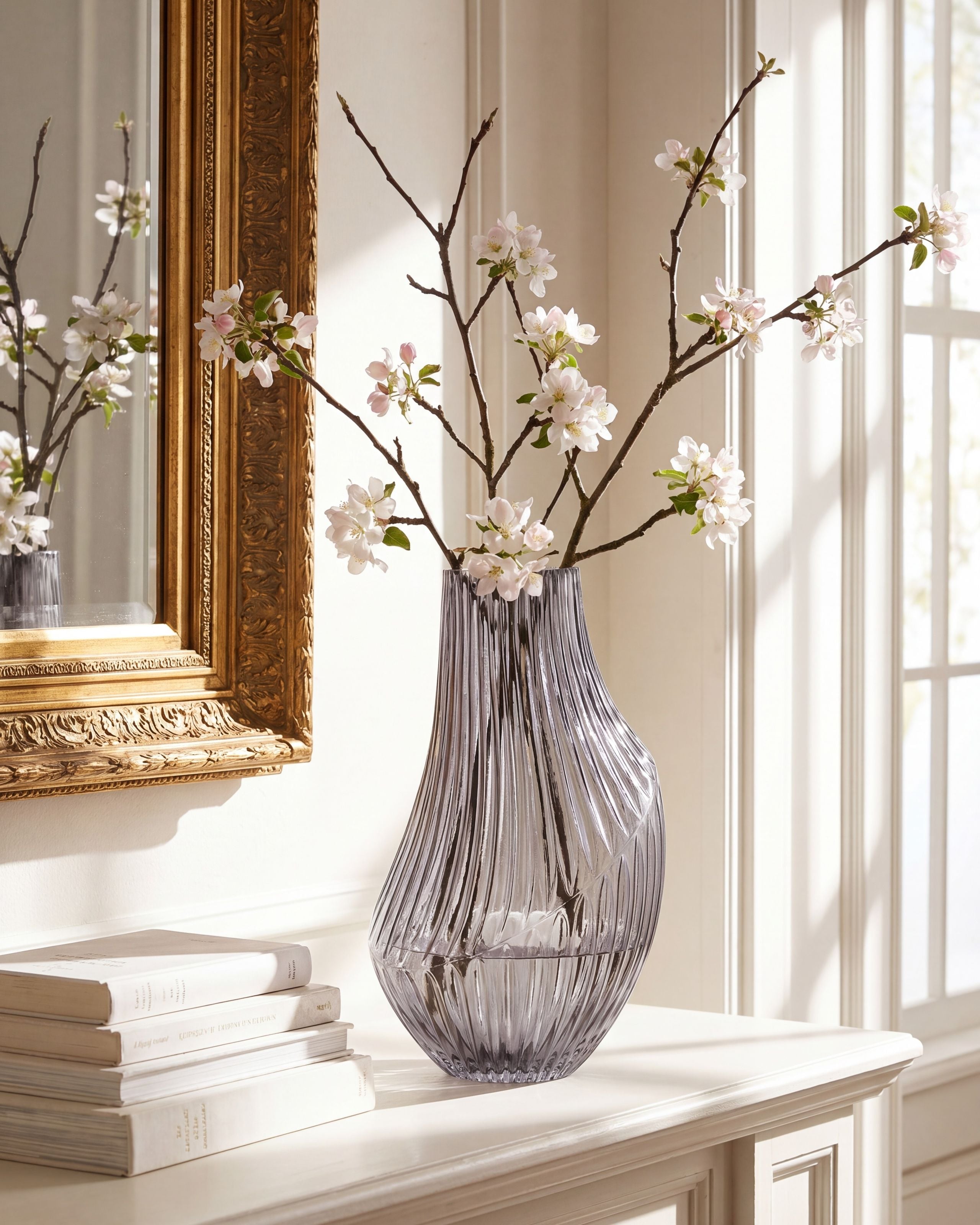 Blomvas MYRSINA 36 cm Glas Grå