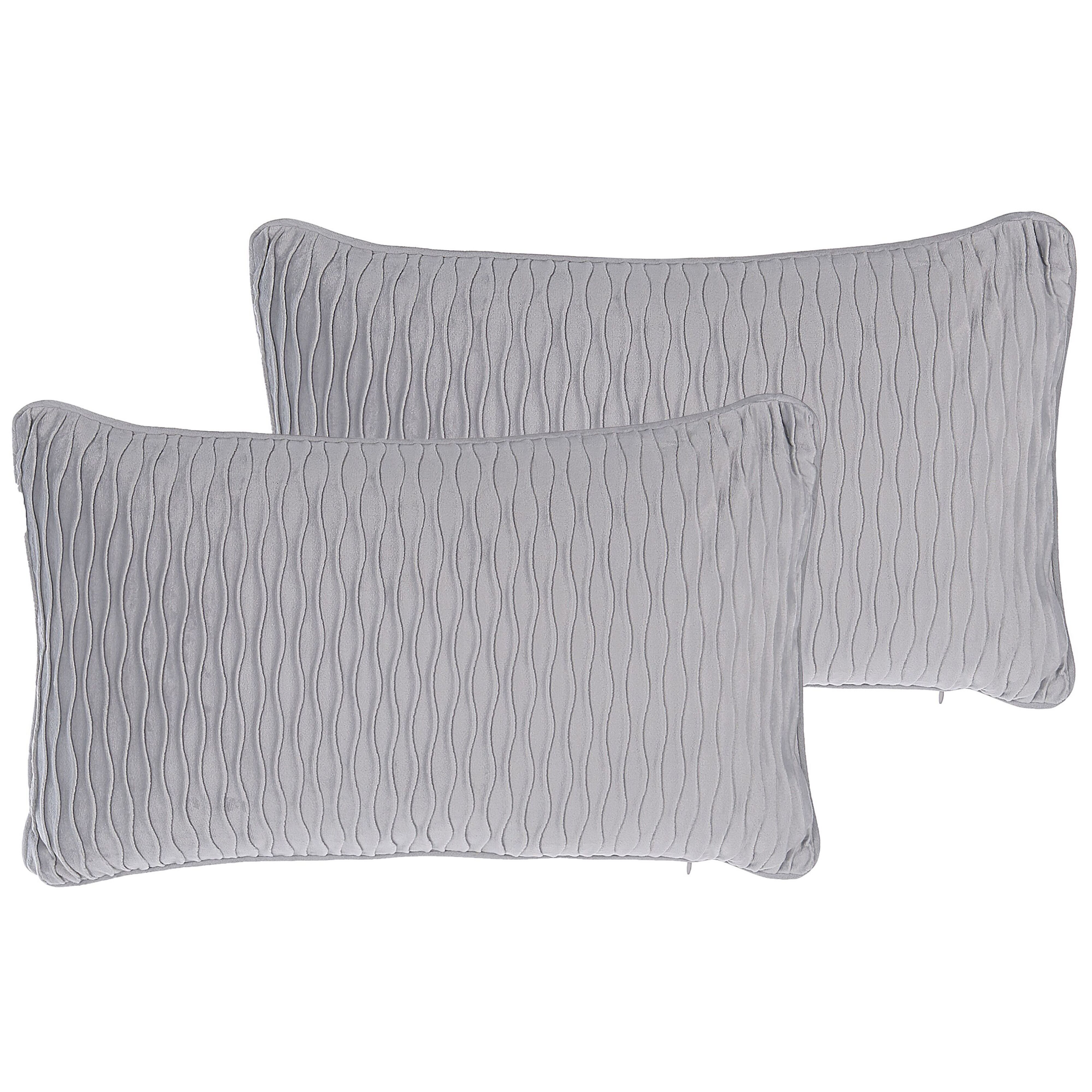 Set med 2 prydnadskuddar MOTARI 30 x 50 cm Sammet Grå Geometriskt tryck