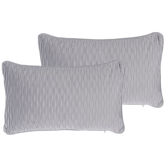 Set med 2 prydnadskuddar MOTARI 30 x 50 cm Sammet Grå Geometriskt tryck