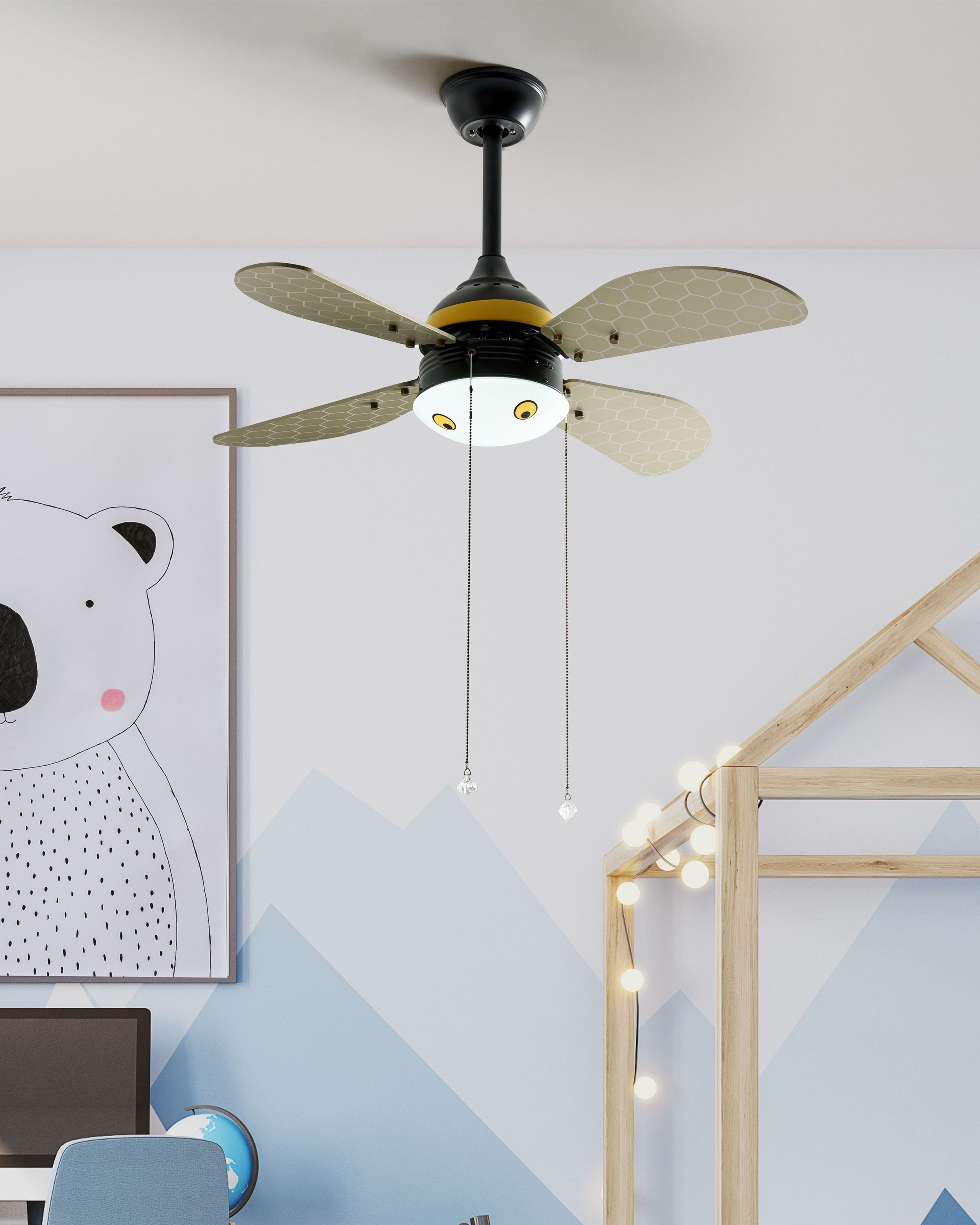 Takfläkt med lampa DOLORES LED Gul