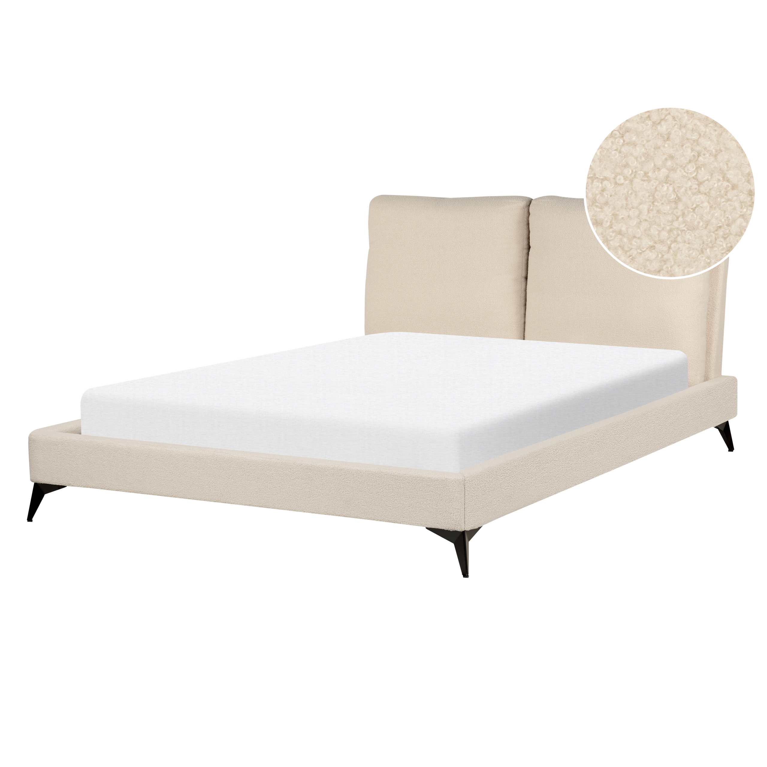 Säng med lamellram Bouclé MELLE 140 x 200 cm Beige