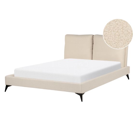Säng med lamellram Bouclé MELLE 140 x 200 cm Beige