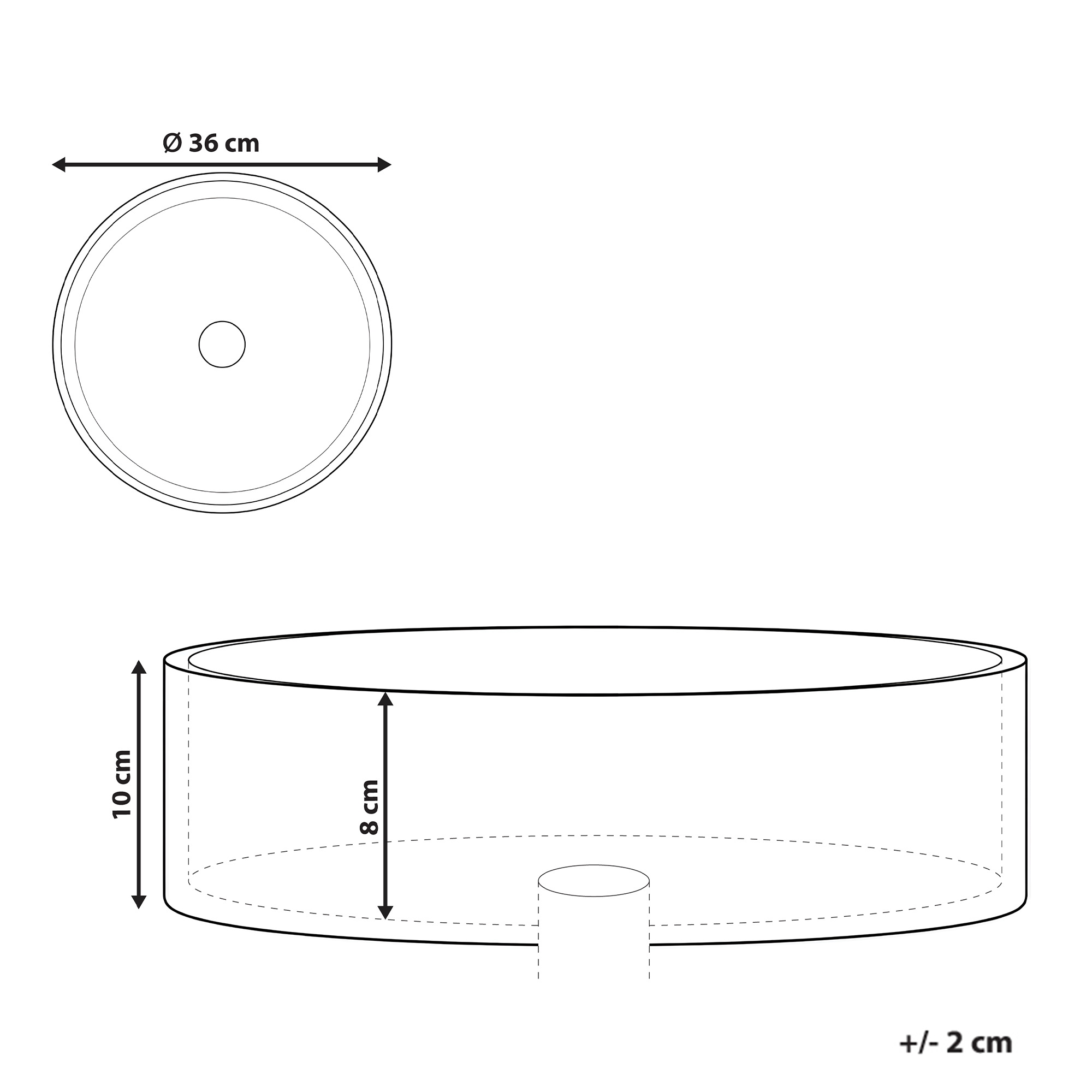 Tvättställ för bänkskiva SALITRAL ⌀ 36 cm Vit