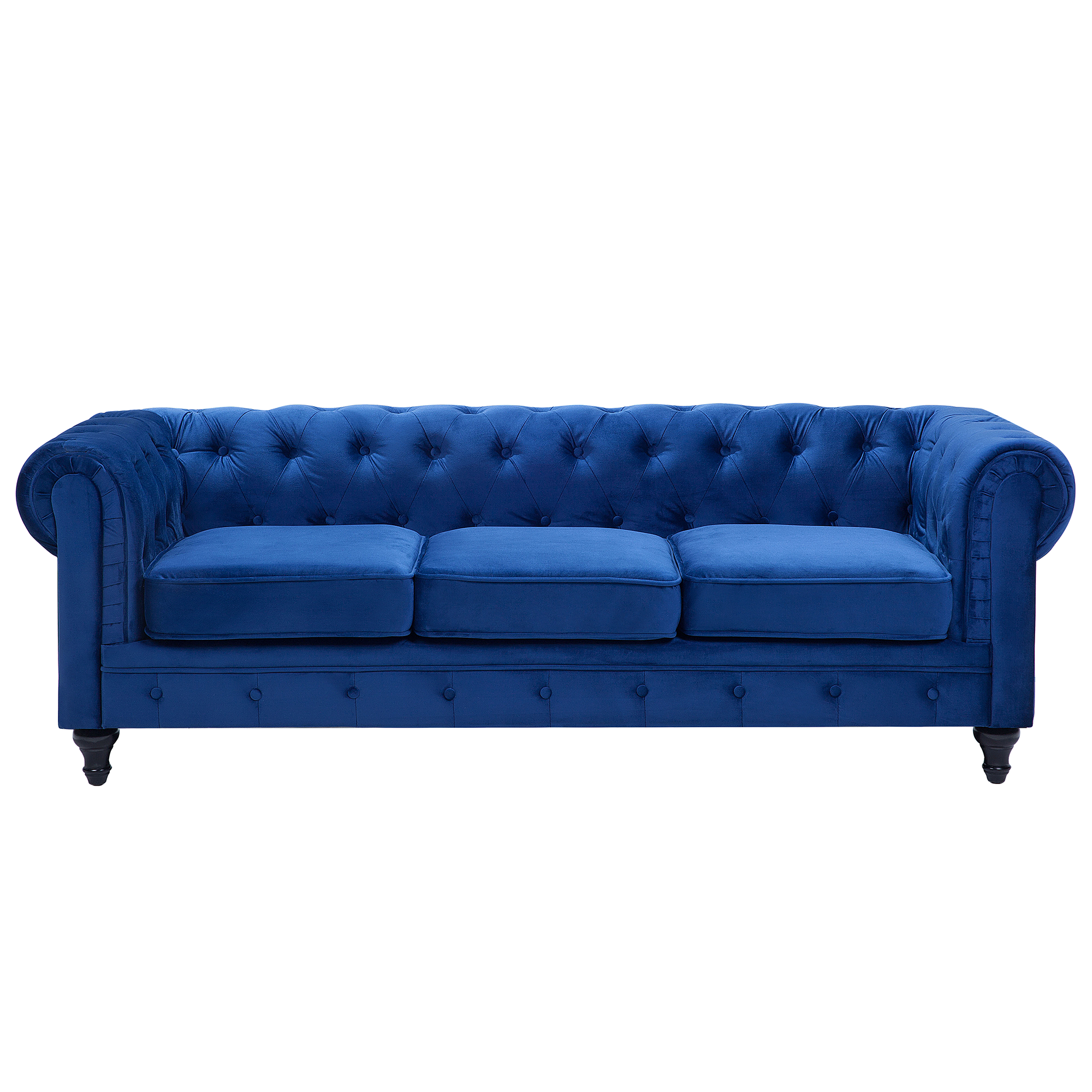 Soffa 3-sits CHESTERFIELD Sammet Marinblå