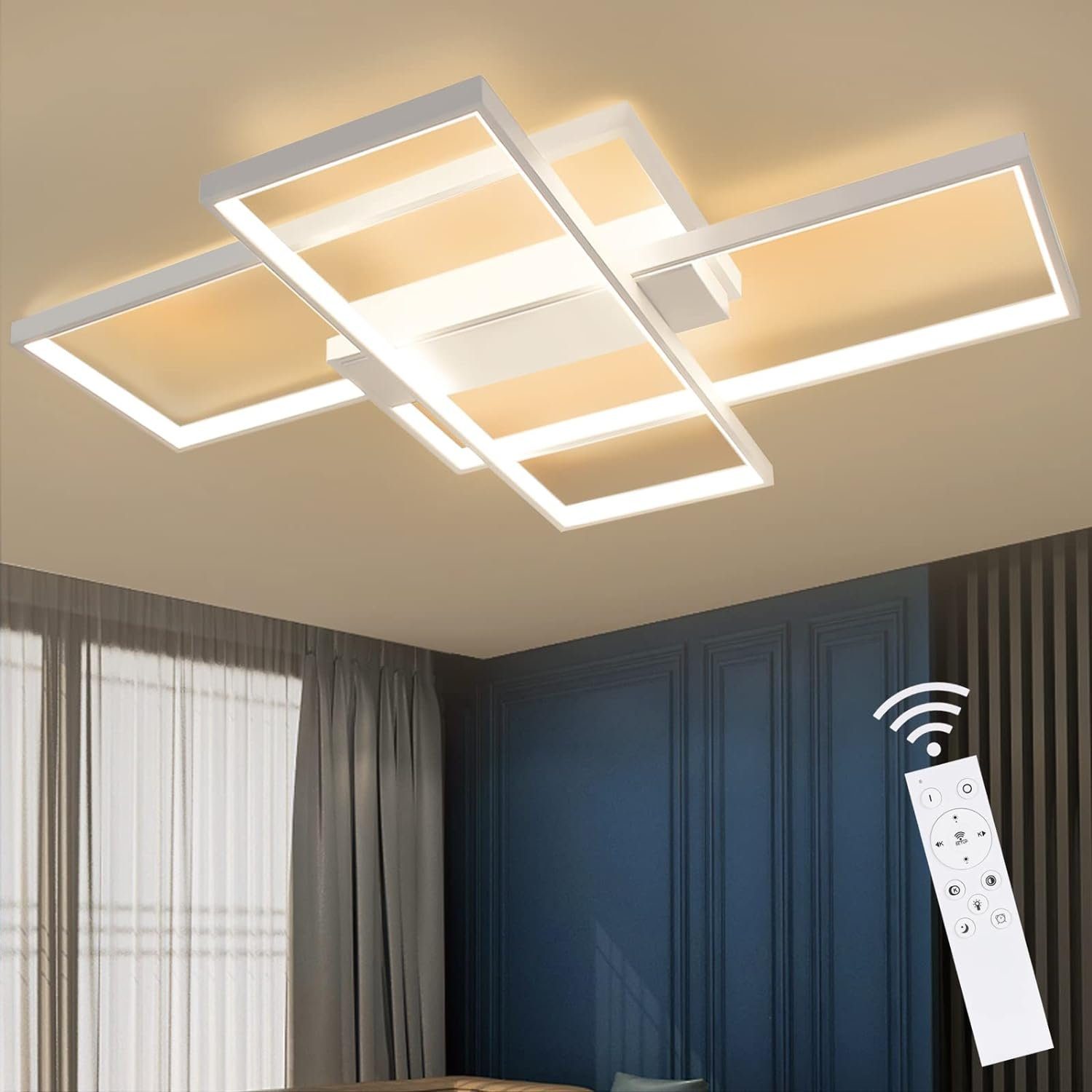 NETTLIFE LED-taklampa med fjärrkontroll modern geometrisk taklampa svart dimbar