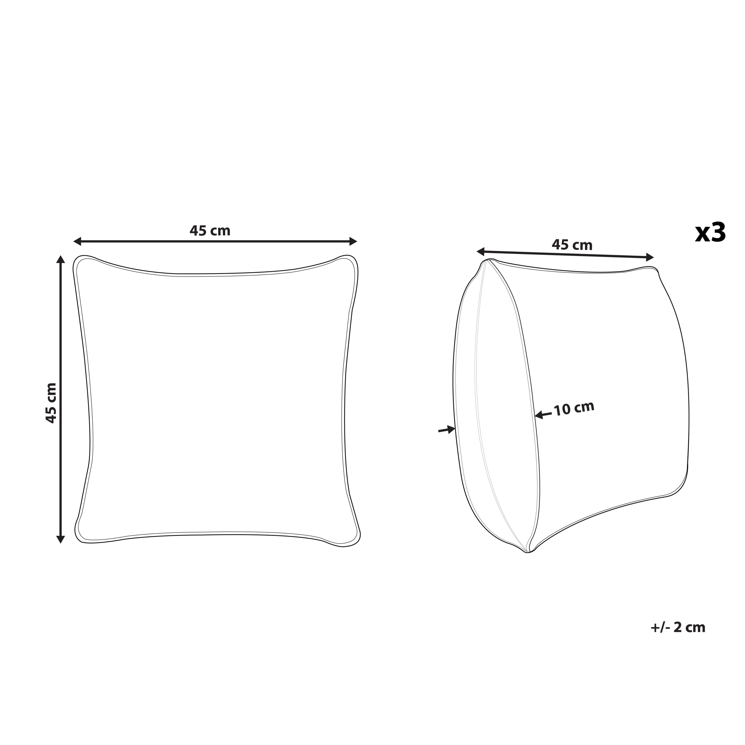 Set med 3 utomhusdynor SAMMIT Orientaliskt tryck 45 x 45 cm Flerfärgad