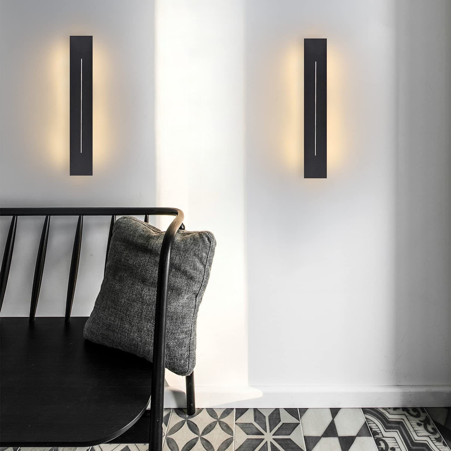 NETTLIFE Inomhusvägglampa LED - Vägglampa, 30 cm modern korridorlampa varmvit sovrum, svart trapplampa, 8W vägglampa