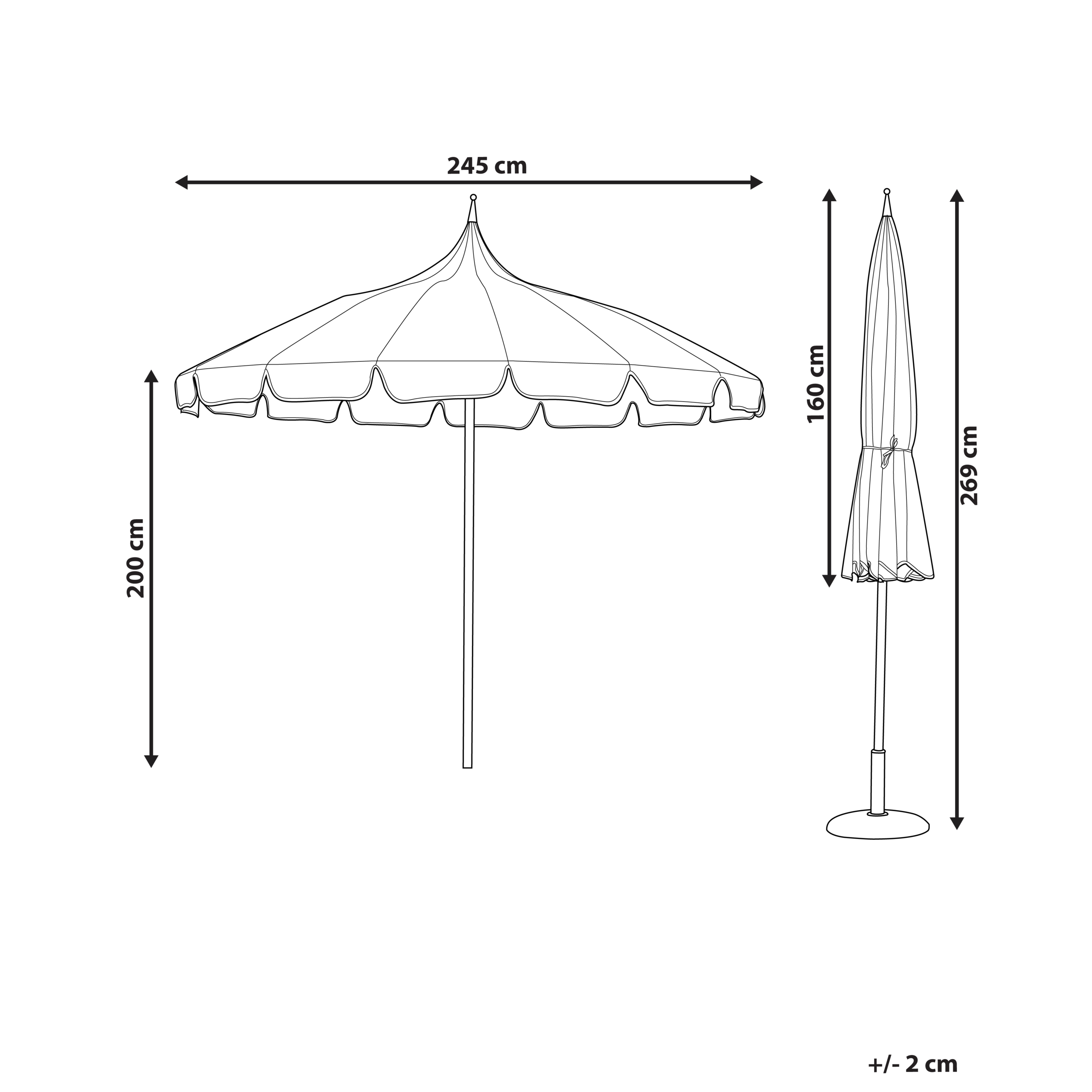 Parasoll 245 cm MINOA Vit/ Blå
