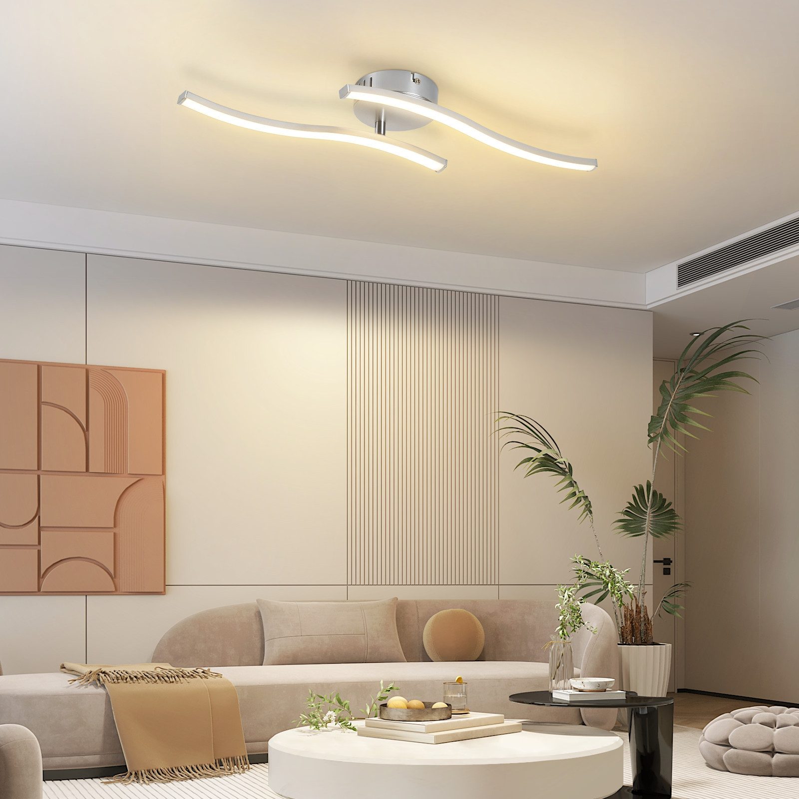 NETTLIFE LED-taklampa 12W modern vågformad 3000K varmvitt ljus vardagsrum sovrum kök hall