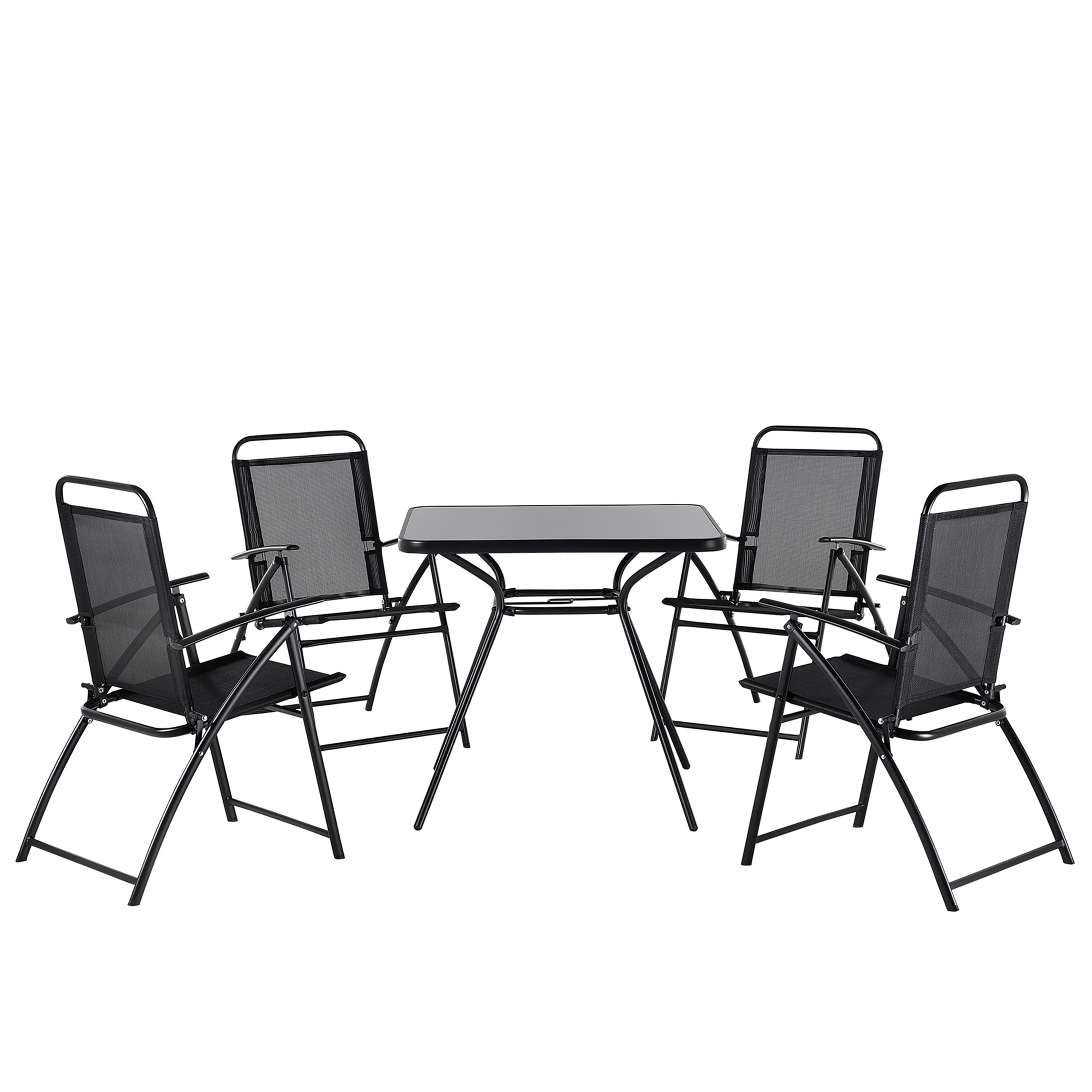 Trädgårdsmatgrupp 4-sits LIVO Metall Svart