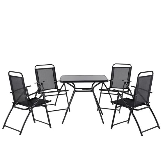 Trädgårdsmatgrupp 4-sits LIVO Metall Svart
